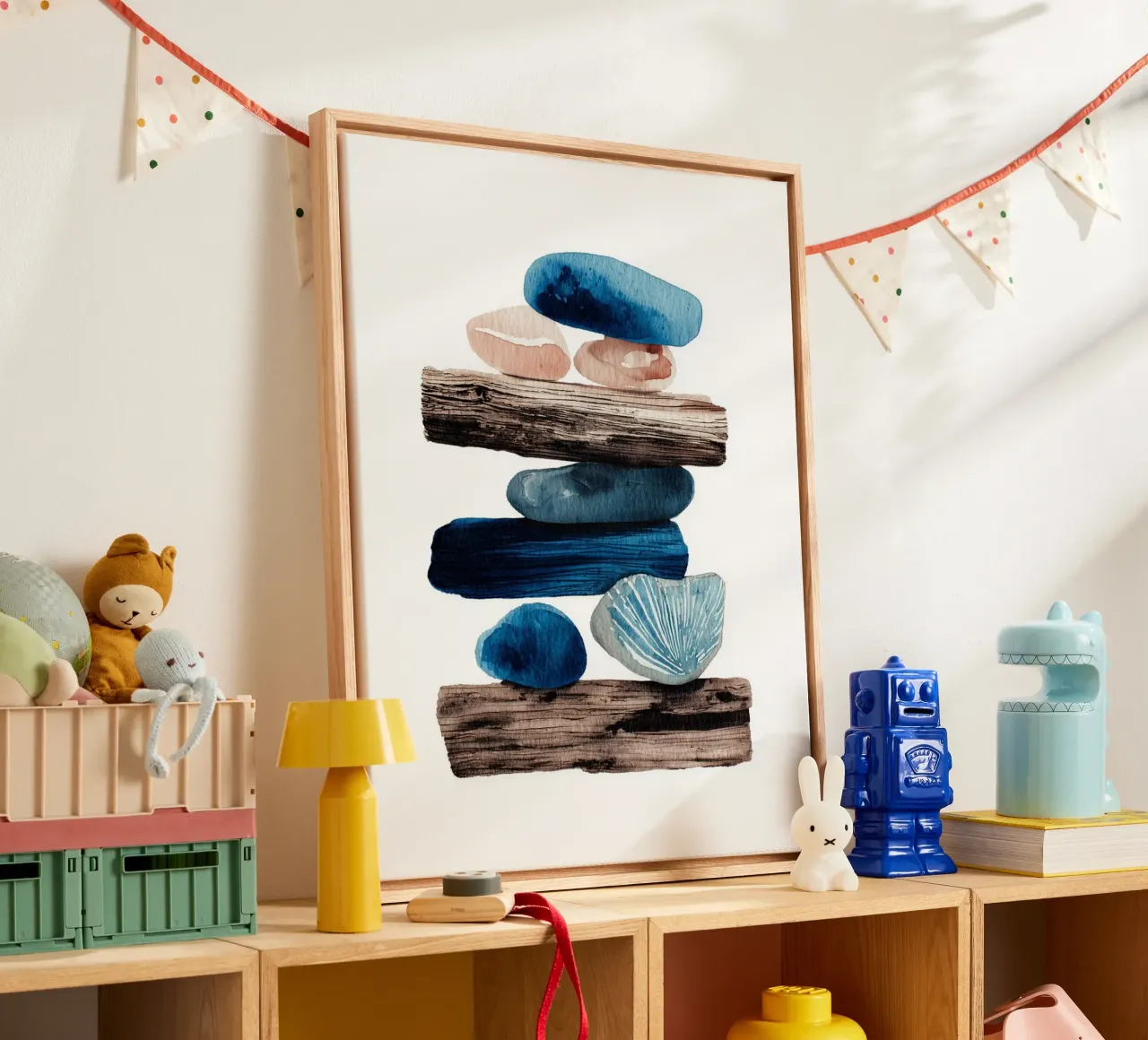 Getijdenstapel canvas met Baklijst van Luke Wilder Studio