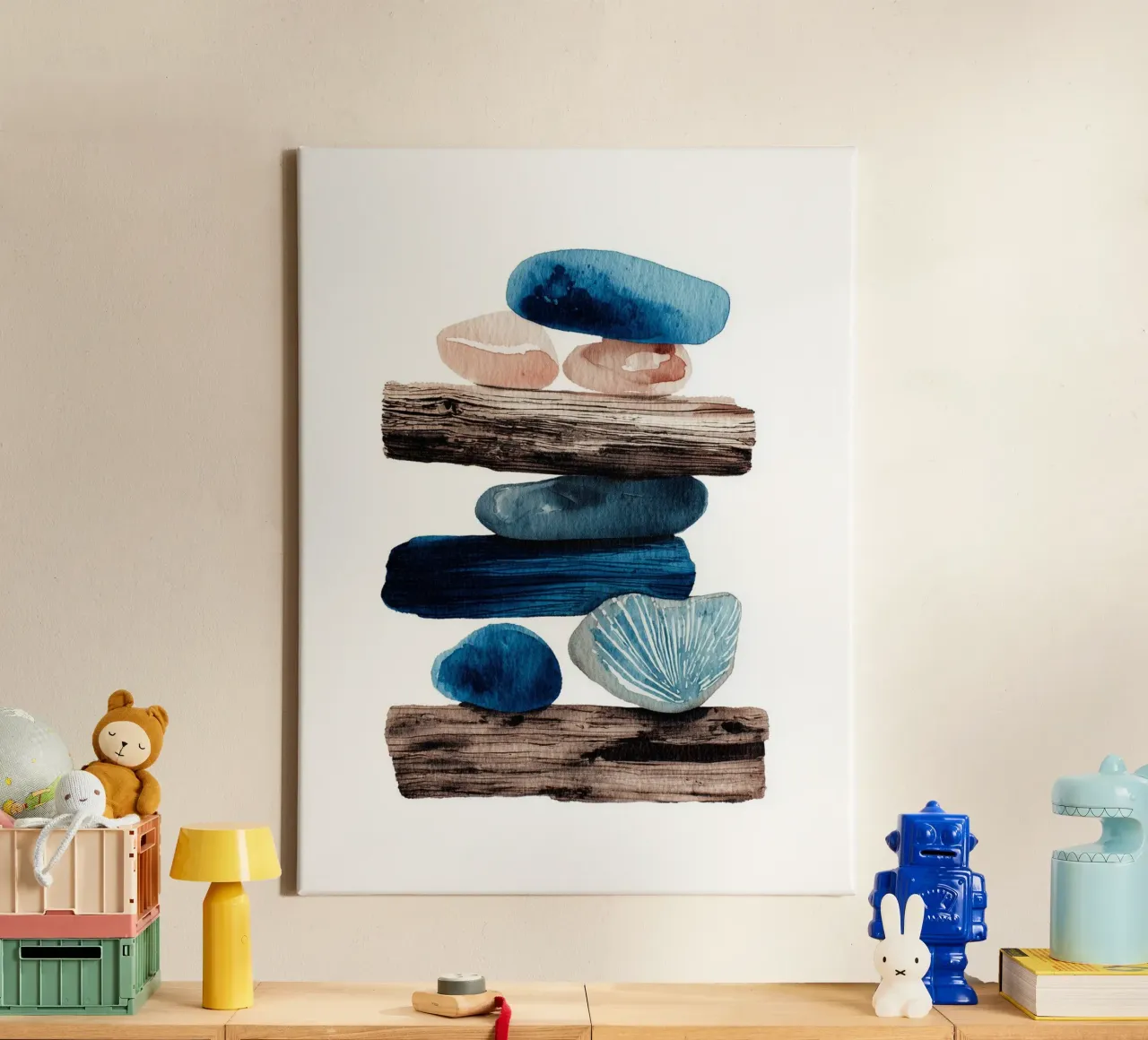 Getijdenstapel canvas met Baklijst van Luke Wilder Studio