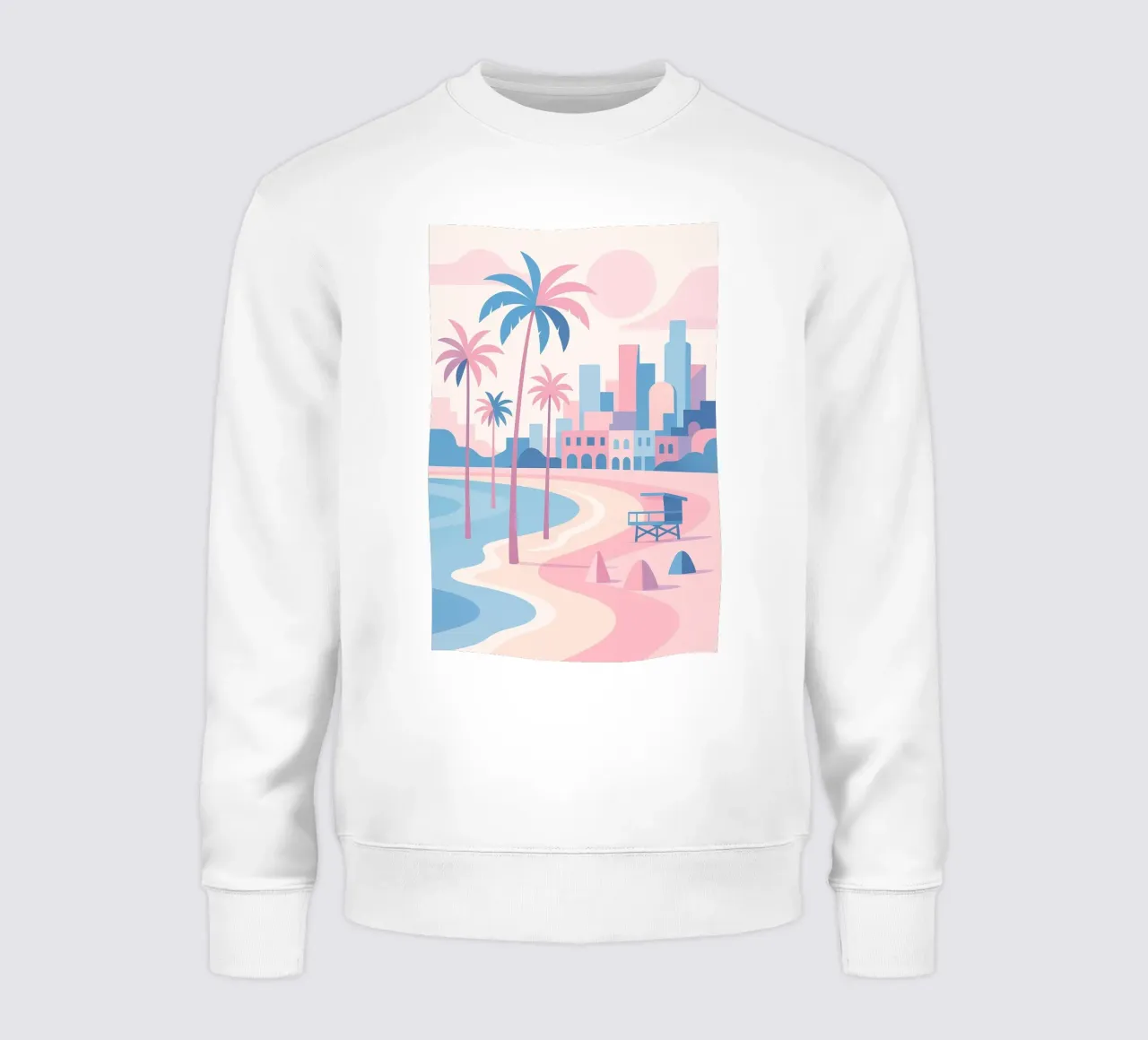 Venice Beach Paradise - Plage pastello e skyline artistico felpa da JETLAG | affiches voyage