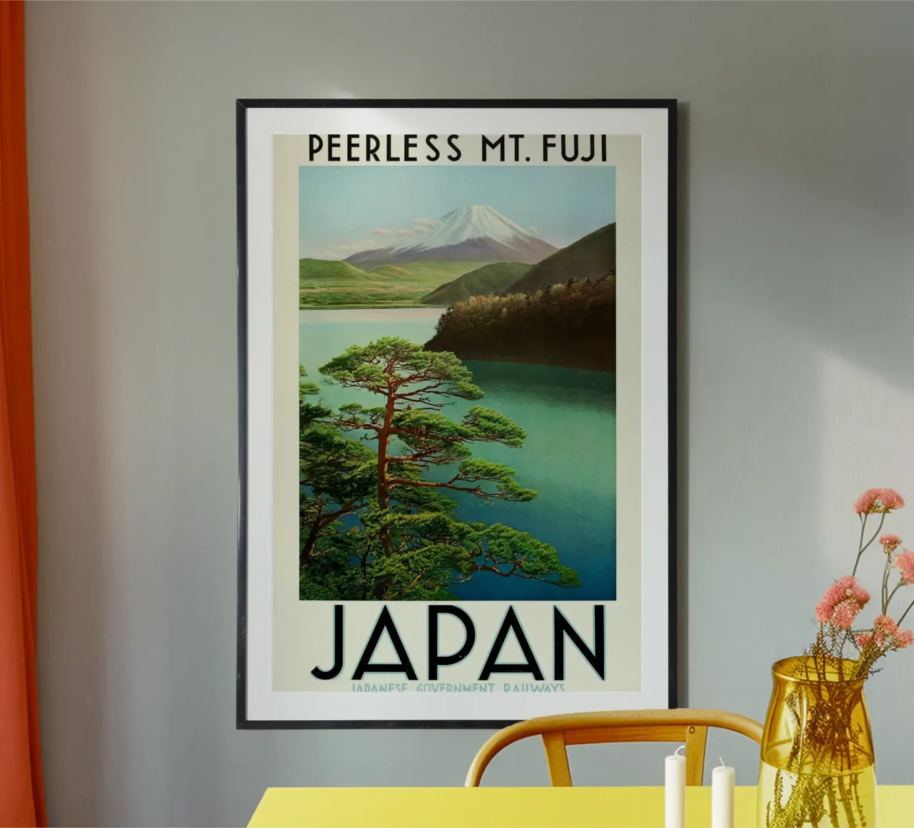 Il monte Fuji senza pari, poster di viaggio d'epoca del Giappone, Rai giapponese poster da homdeco