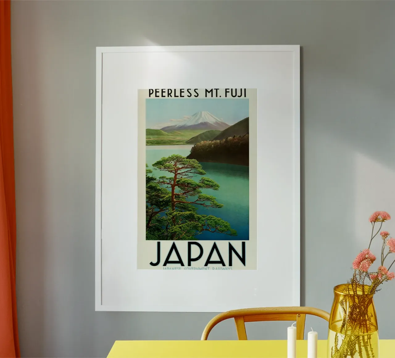 Il monte Fuji senza pari, poster di viaggio d'epoca del Giappone, Rai giapponese poster da homdeco