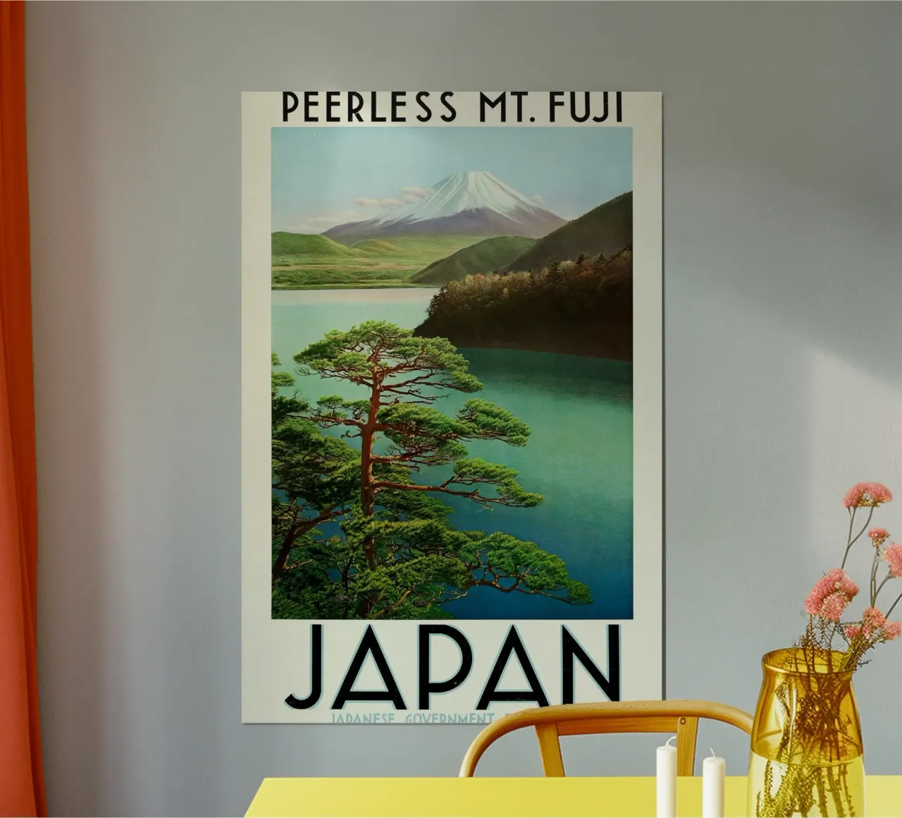 Il monte Fuji senza pari, poster di viaggio d'epoca del Giappone, Rai giapponese poster da homdeco