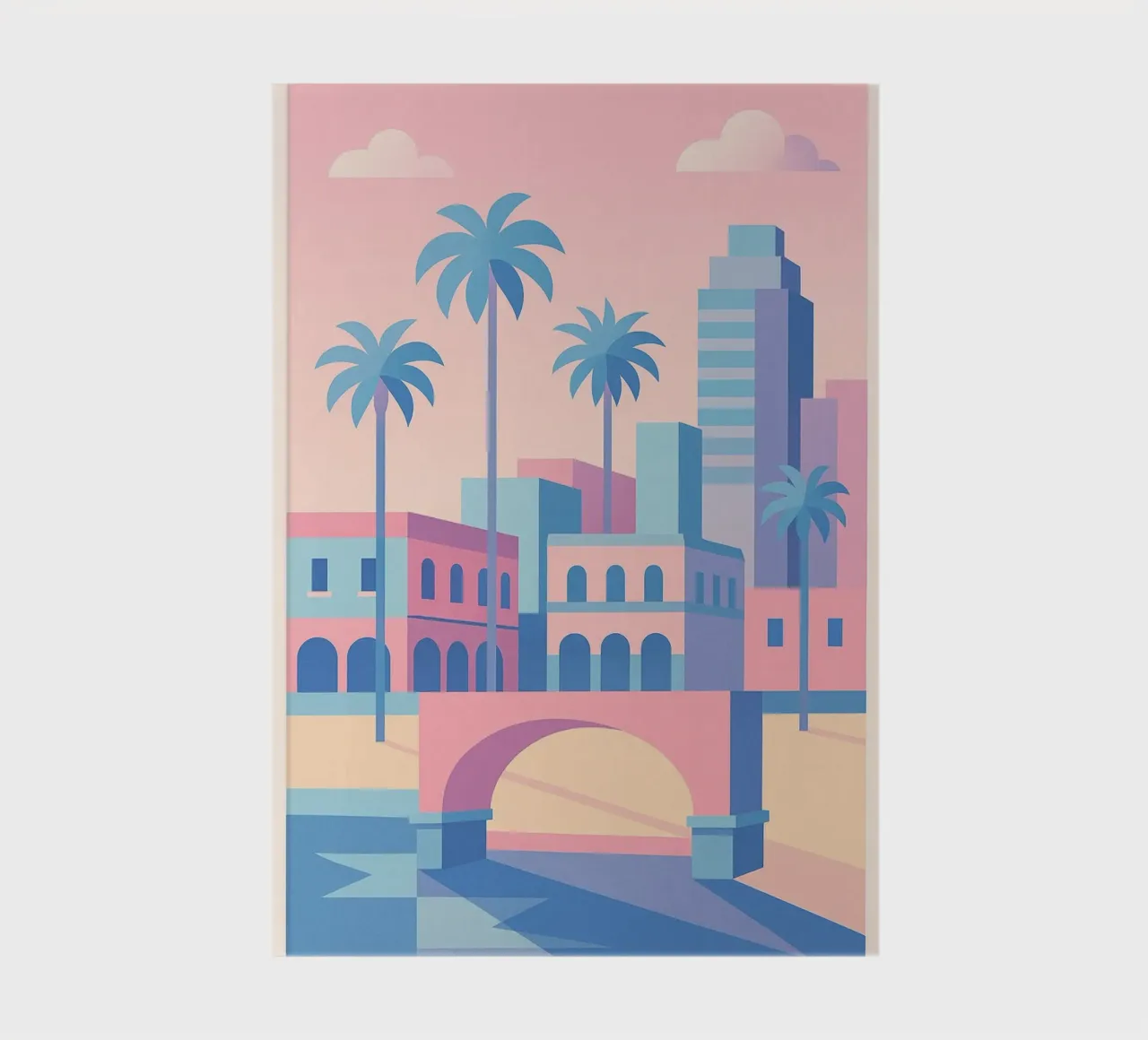 Venice Arches - Palm trees and arcades in pastel tones notebook by JETLAG | affiches voyage