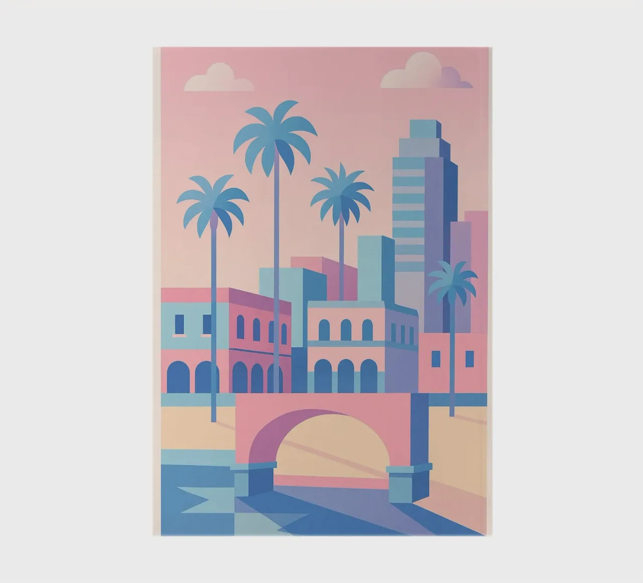 Venice Arches - Palm trees and arcades in pastel tones notebook by JETLAG | affiches voyage