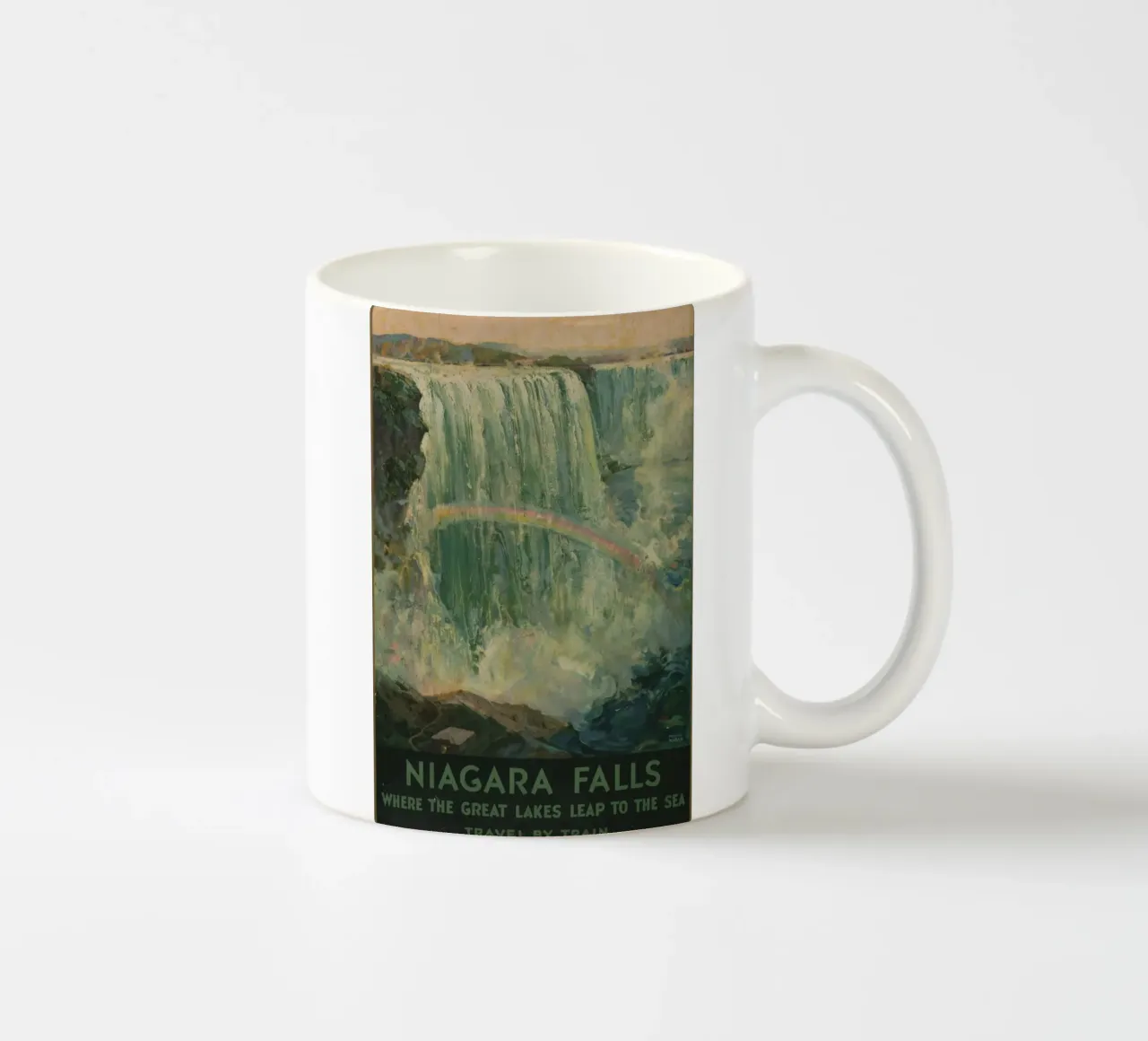 Poster d'epoca sulle cascate del Niagara, viaggio retrò, arte delle cascate, T tazza in ceramica da homdeco
