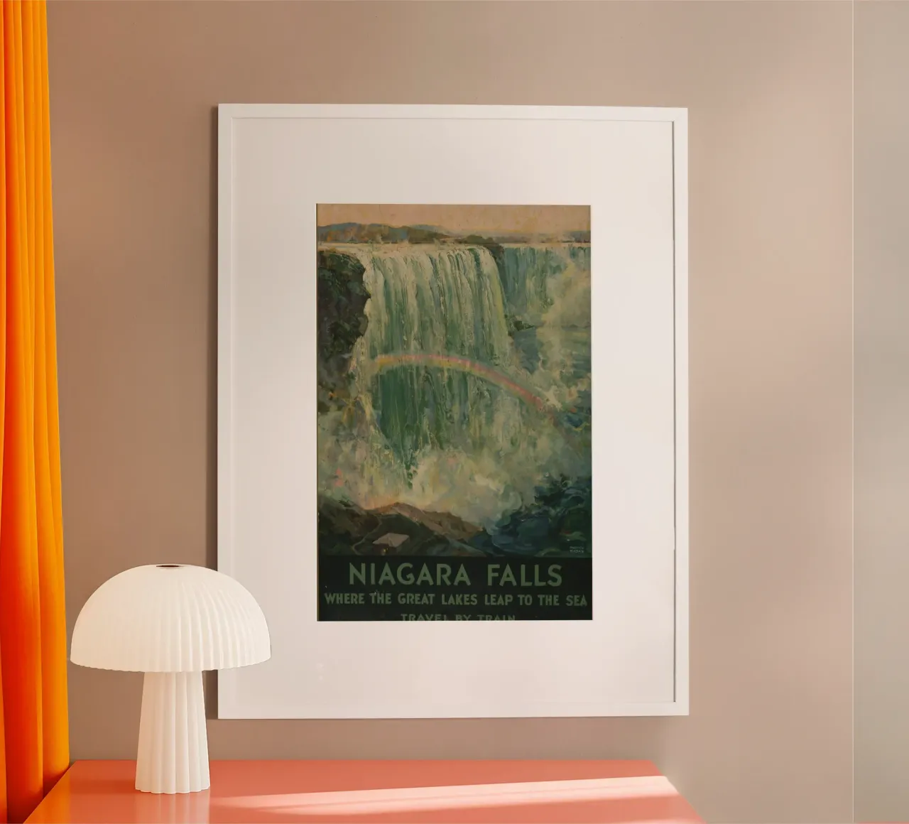 Poster d'epoca sulle cascate del Niagara, viaggio retrò, arte delle cascate, T poster con telaio in plastica da homdeco