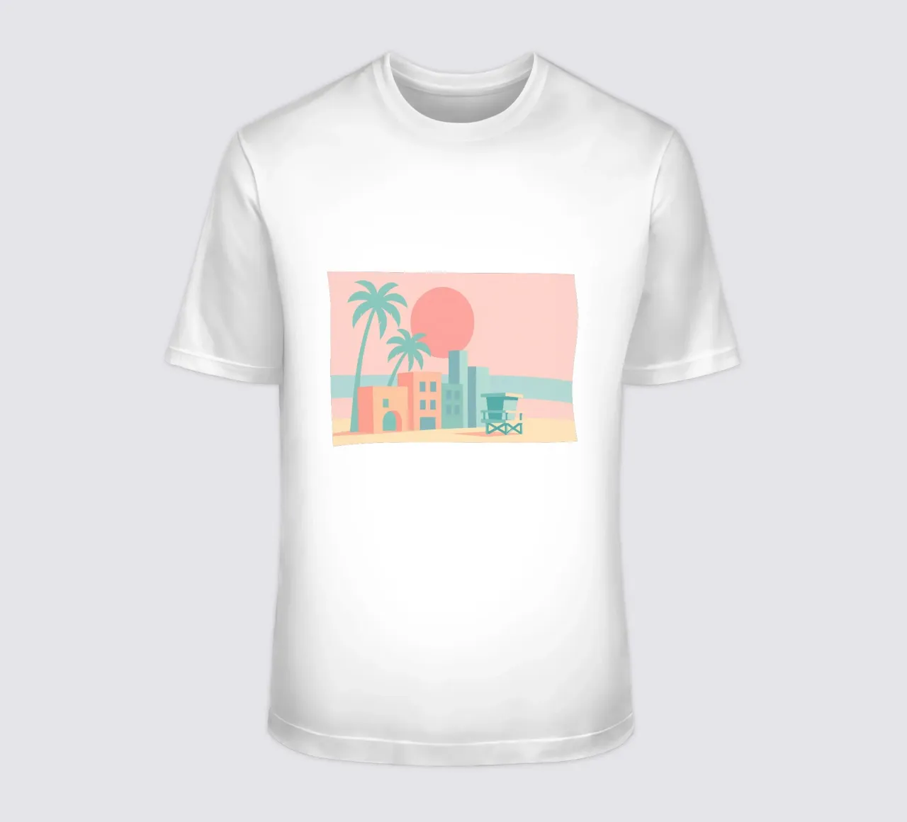 Venice Sunset Vibes - Architecture & palm trees in soft tones t-shirt by JETLAG | affiches voyage
