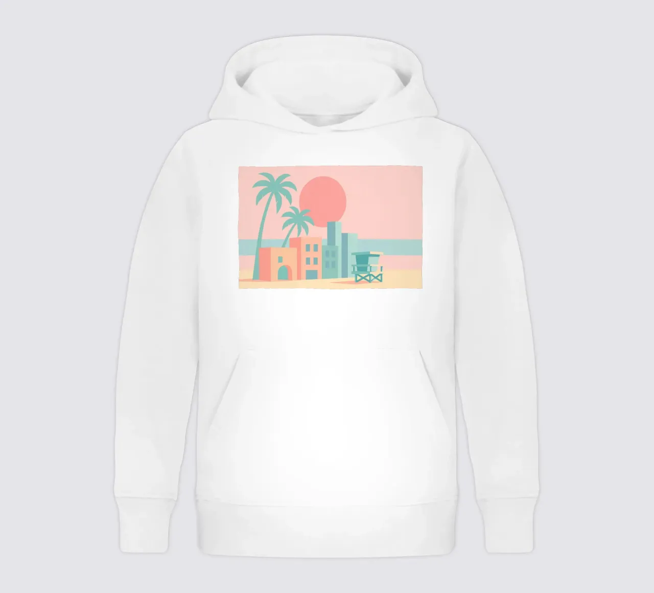 Venice Sunset Vibes - Architettura e palme in toni morbidi felpa bambino con cappuccio da JETLAG | affiches voyage