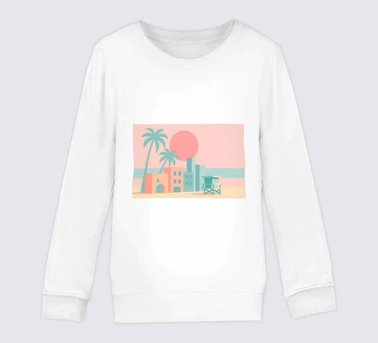 Venice Sunset Vibes - Architecture & palm trees in soft tones kids sweatshirt by JETLAG | affiches voyage