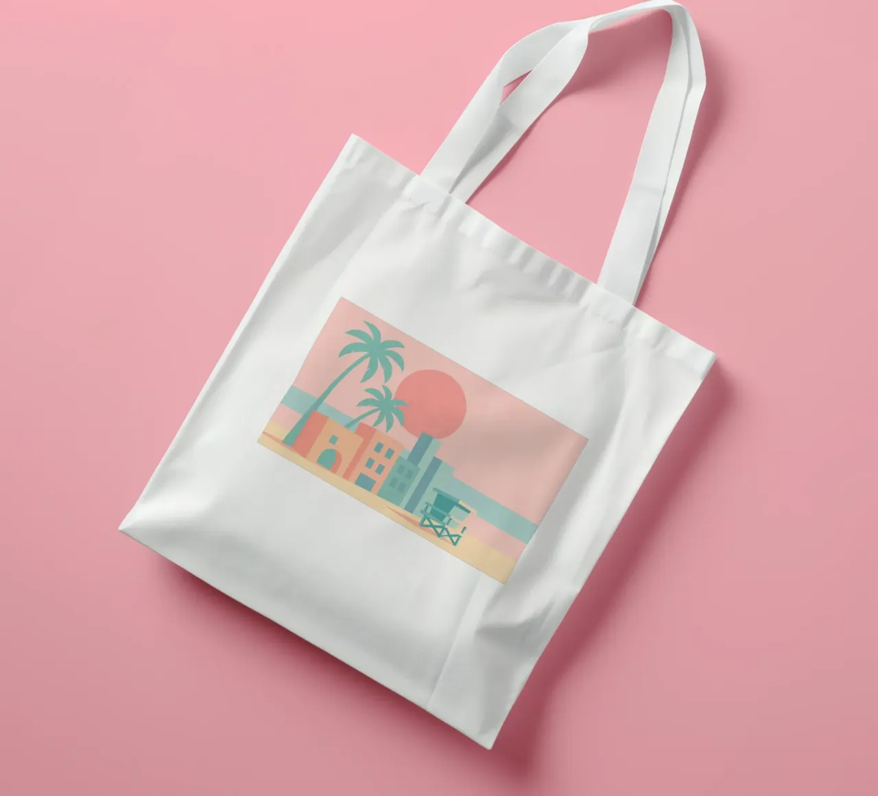Venice Sunset Vibes - Architecture & palm trees in soft tones tote bag by JETLAG | affiches voyage