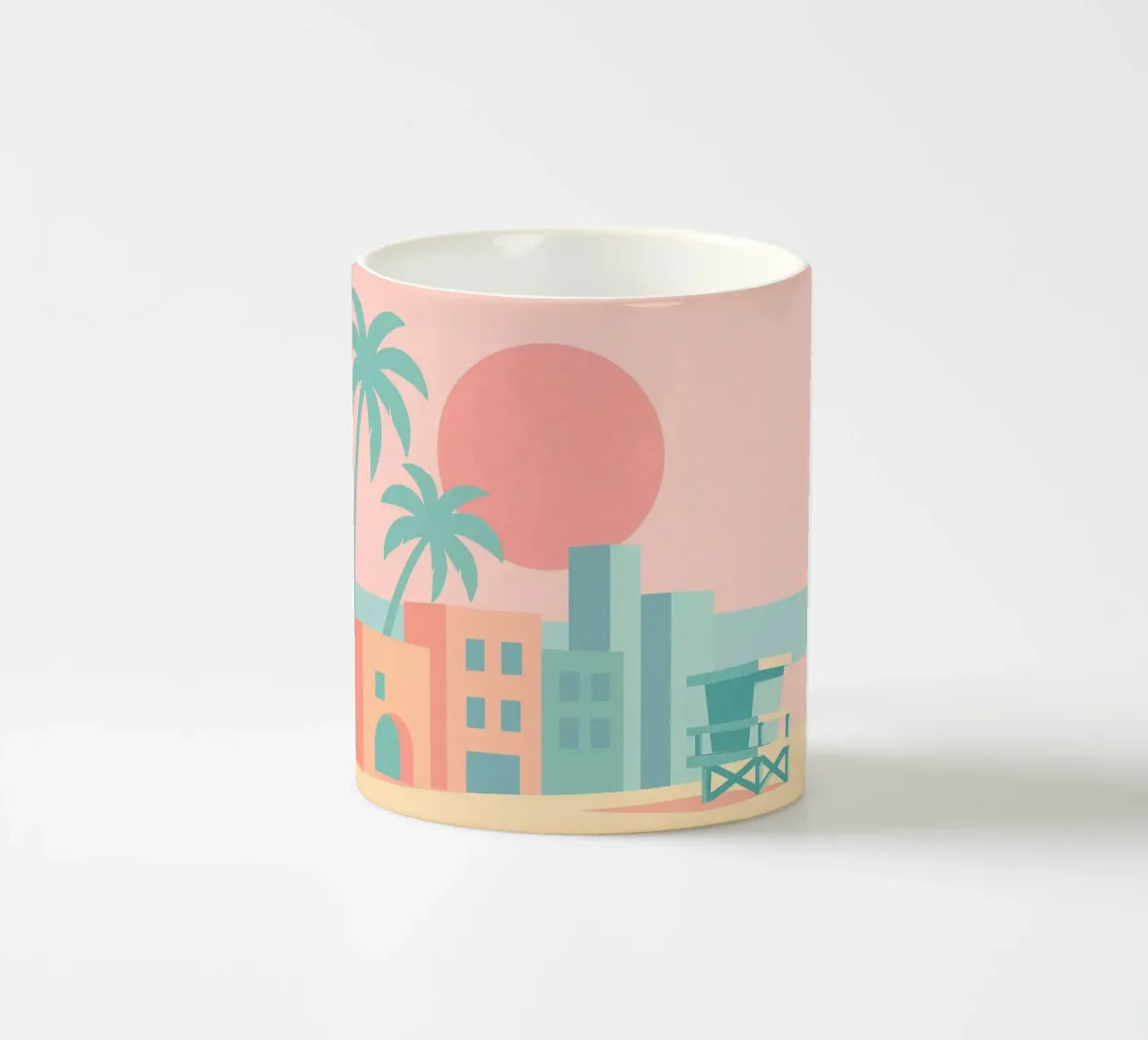 Venice Sunset Vibes - Architecture & palm trees in soft tones ceramic mug by JETLAG | affiches voyage