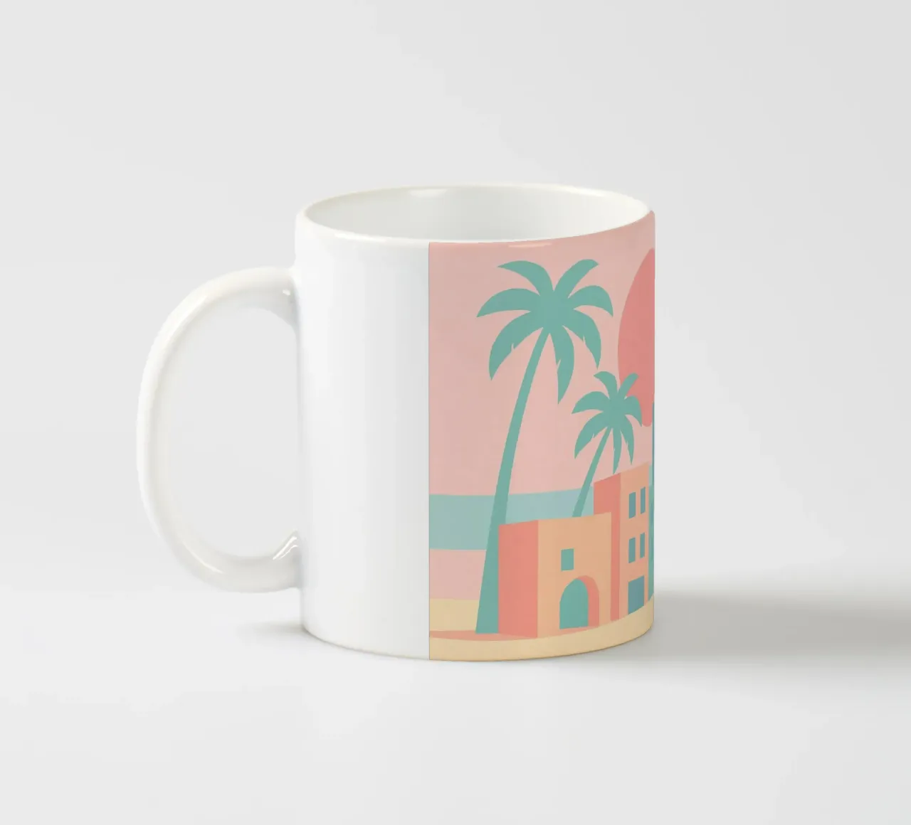 Venice Sunset Vibes - Architecture & palm trees in soft tones ceramic mug by JETLAG | affiches voyage