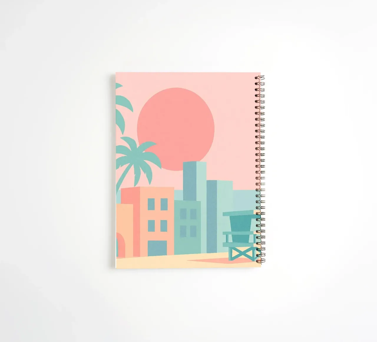 Venice Sunset Vibes - Architecture & palm trees in soft tones spiral notebook by JETLAG | affiches voyage