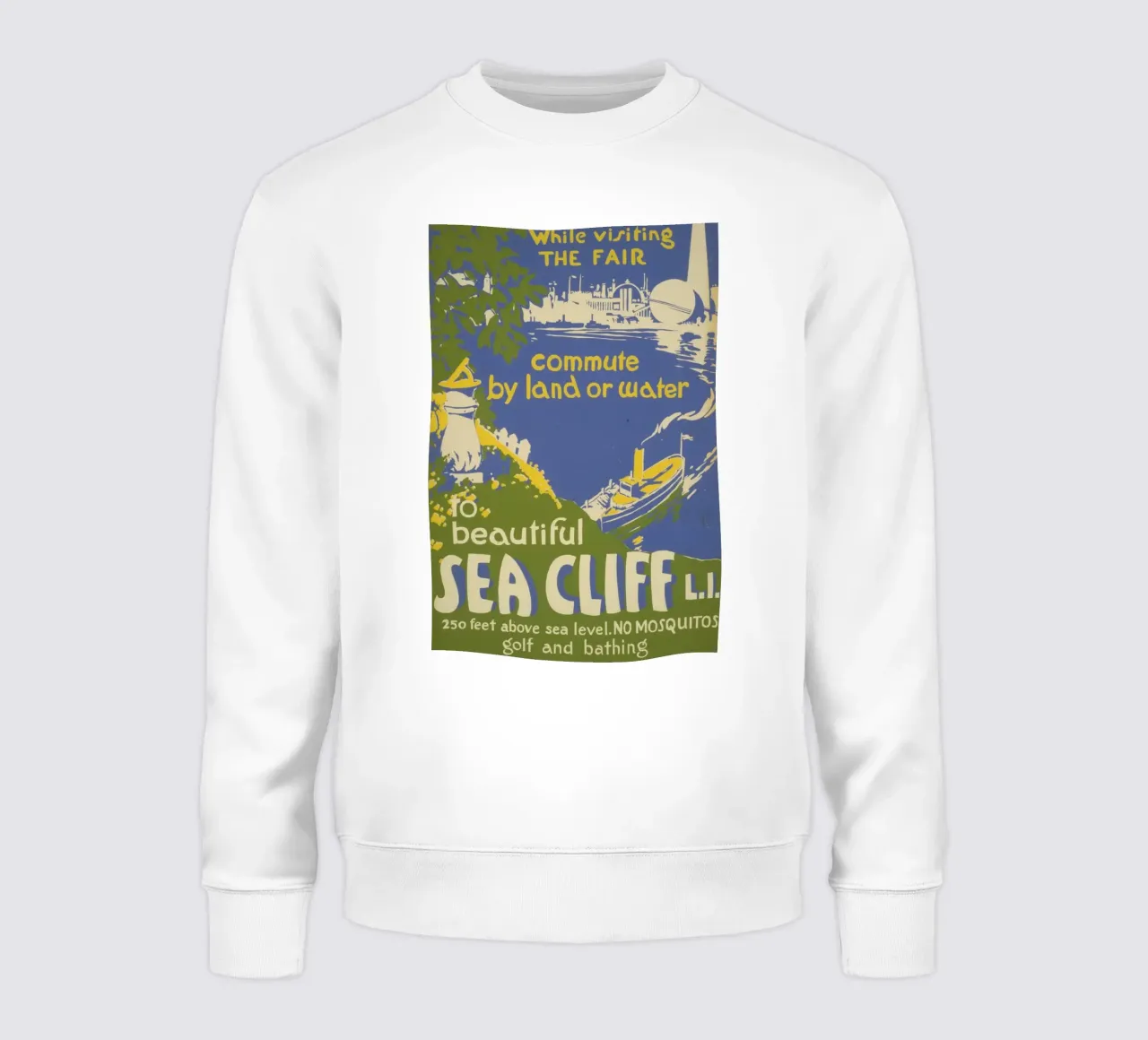 Poster d'epoca di Sea Cliff L.I., viaggio a New York, fiera retrò felpa da homdeco