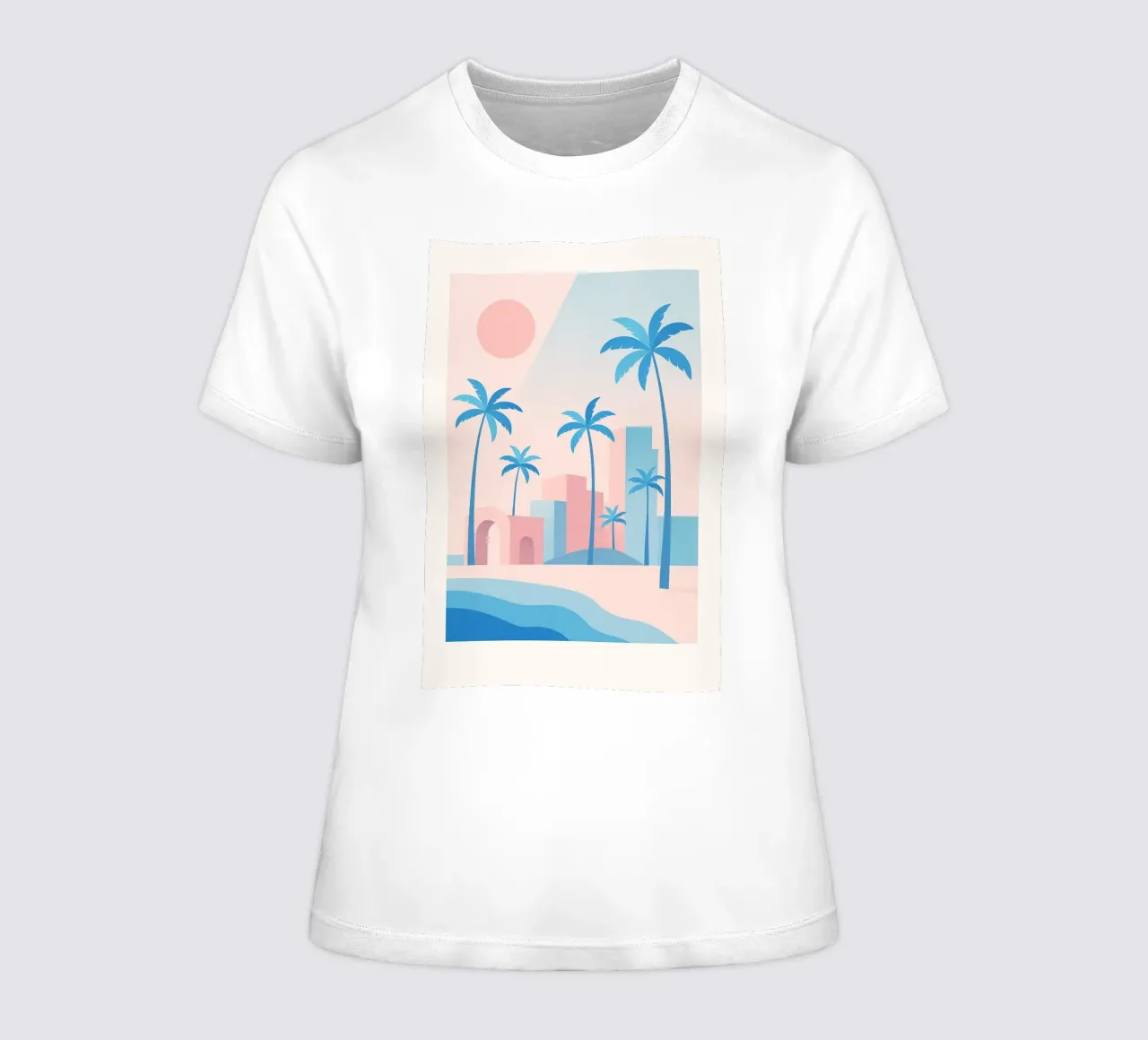 Venice Palms - Mare e palme in un sole pastello t-shirt da donna da JETLAG | affiches voyage
