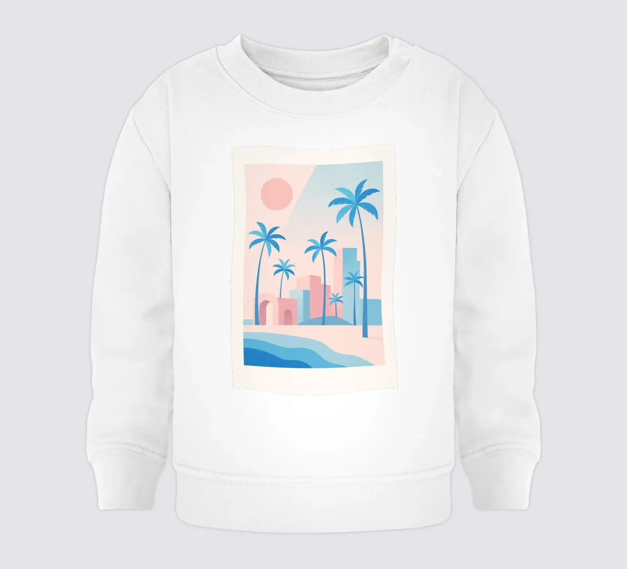 Venice Palms - Mare e palme in un sole pastello felpa neonato da JETLAG | affiches voyage