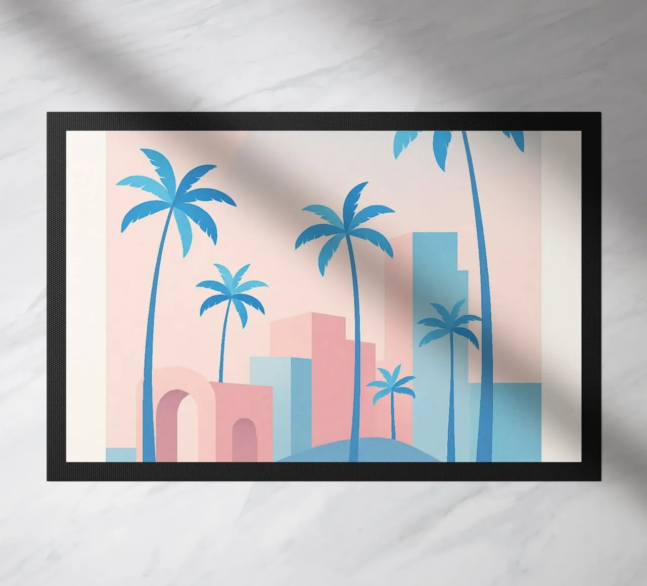 Venice Palms - Mare e palme in un sole pastello zerbino da JETLAG | affiches voyage