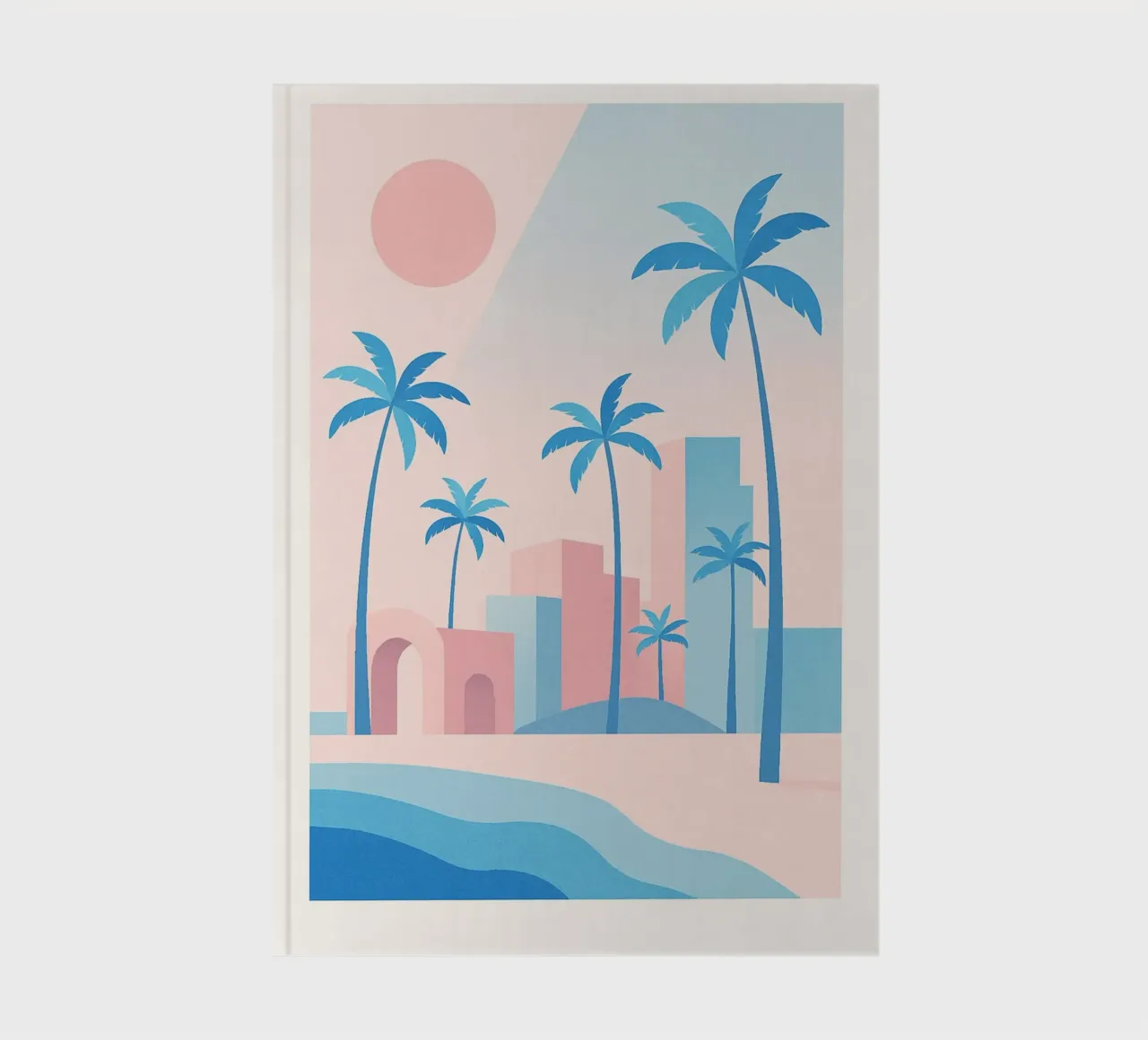 Venice Palms - Seaside & palm trees in pastel sunshine notebook by JETLAG | affiches voyage