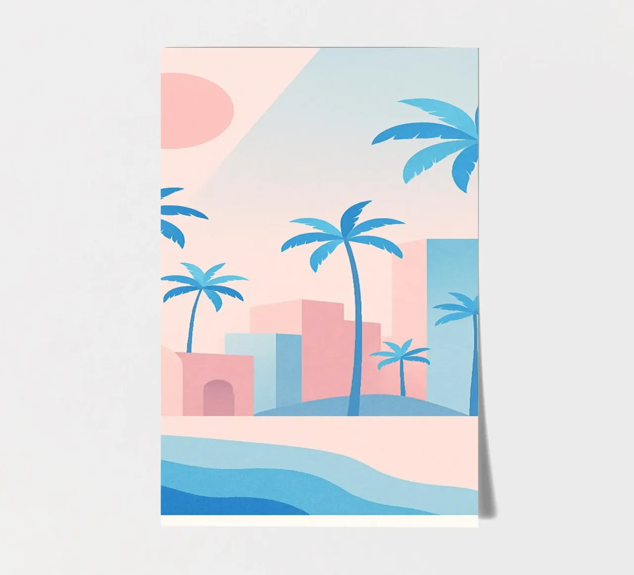 Venice Palms - Mare e palme in un sole pastello foglio adesivo da JETLAG | affiches voyage