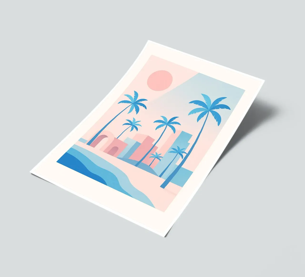 Venice Palms - Mare e palme in un sole pastello foglio adesivo da JETLAG | affiches voyage