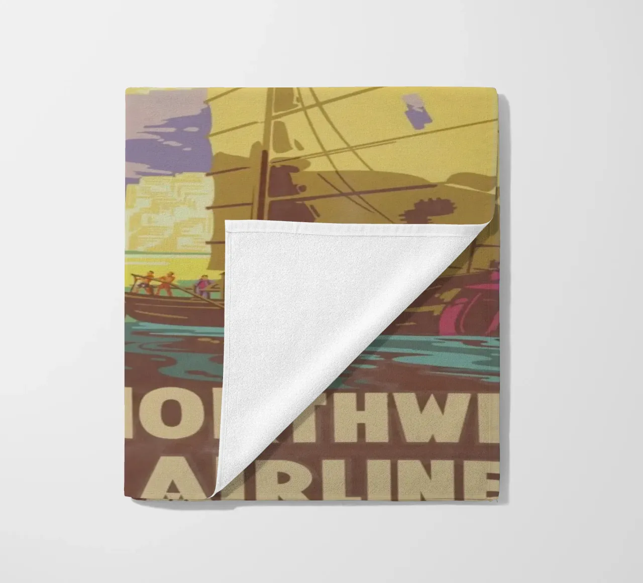 Poster d'epoca di Hong Kong, Northwest Airlines, viaggio retrò A telo mare da homdeco