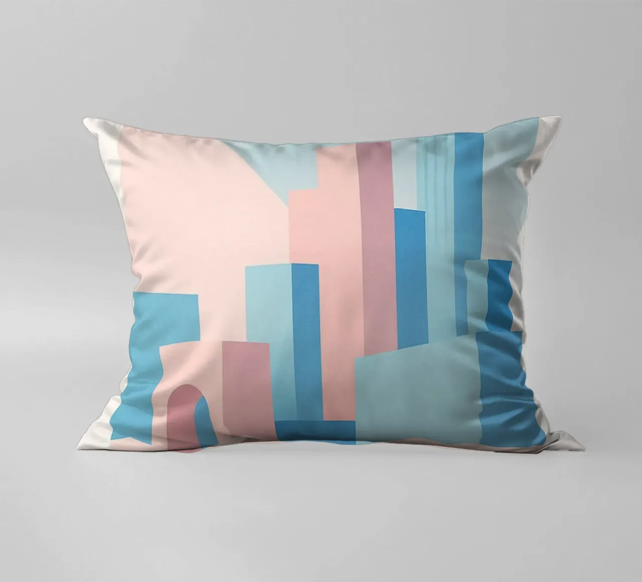 Sunset Arches - Palm trees and arcades in a pastel setting decorative cushion by JETLAG | affiches voyage