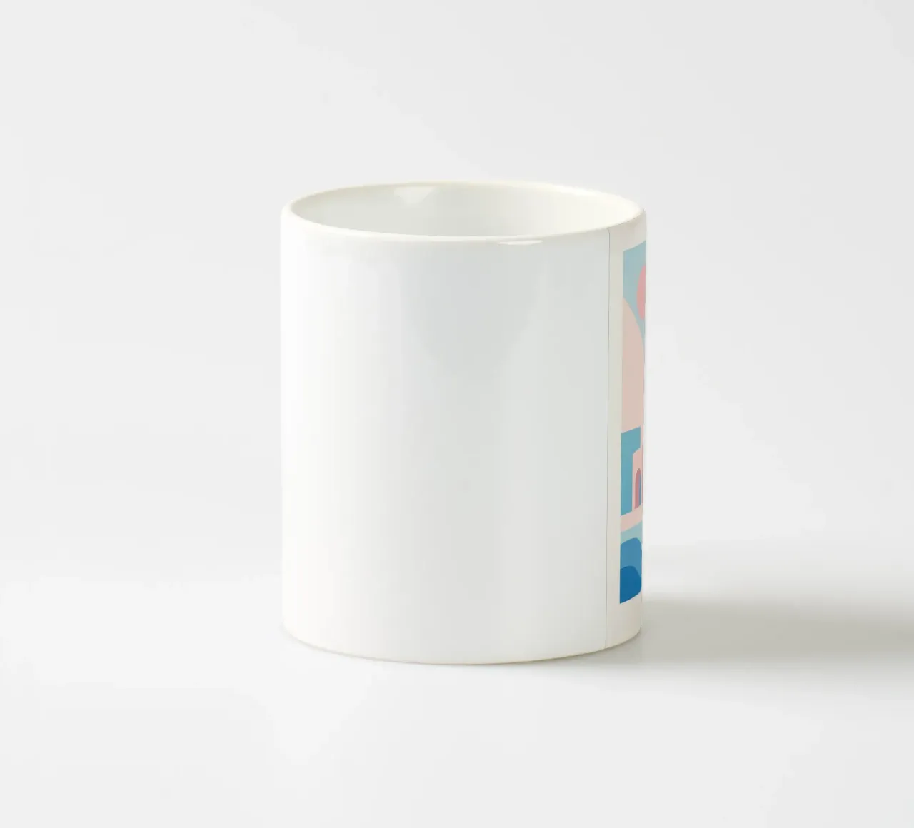 Sunset Arches - Palm trees and arcades in a pastel setting ceramic mug by JETLAG | affiches voyage