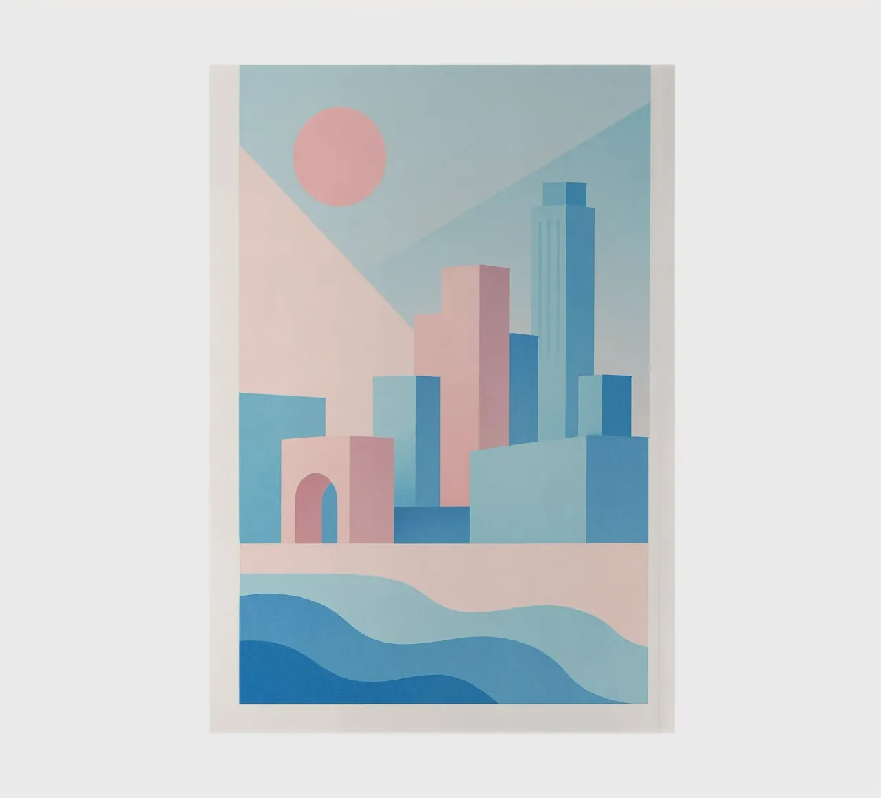 Sunset Arches - Palm trees and arcades in a pastel setting notebook by JETLAG | affiches voyage