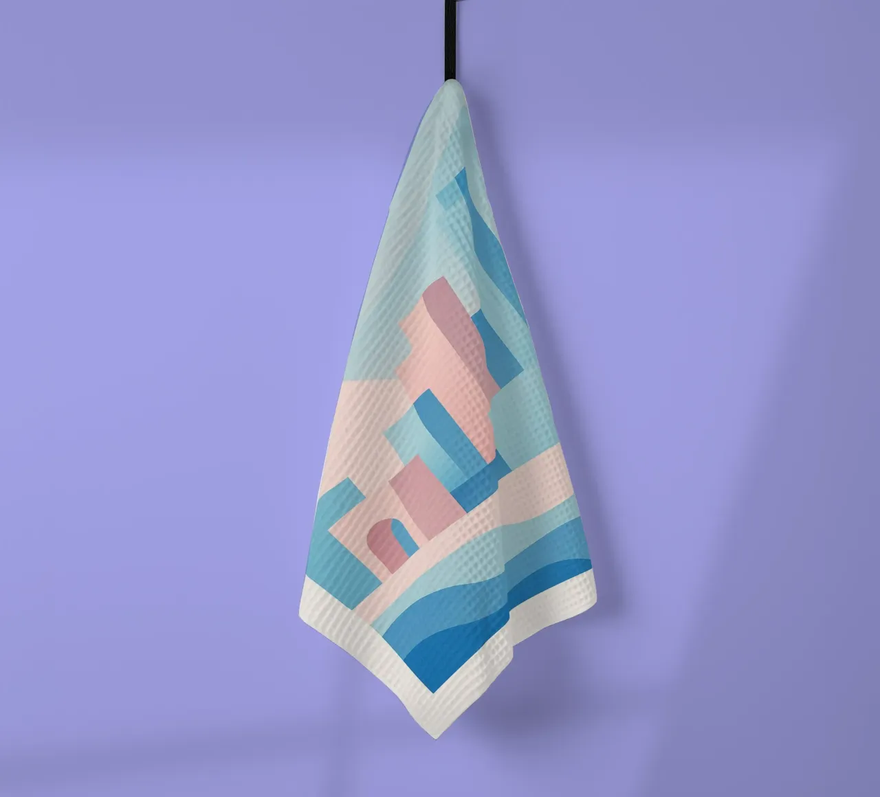 Sunset Arches - Palm trees and arcades in a pastel setting tea towel by JETLAG | affiches voyage