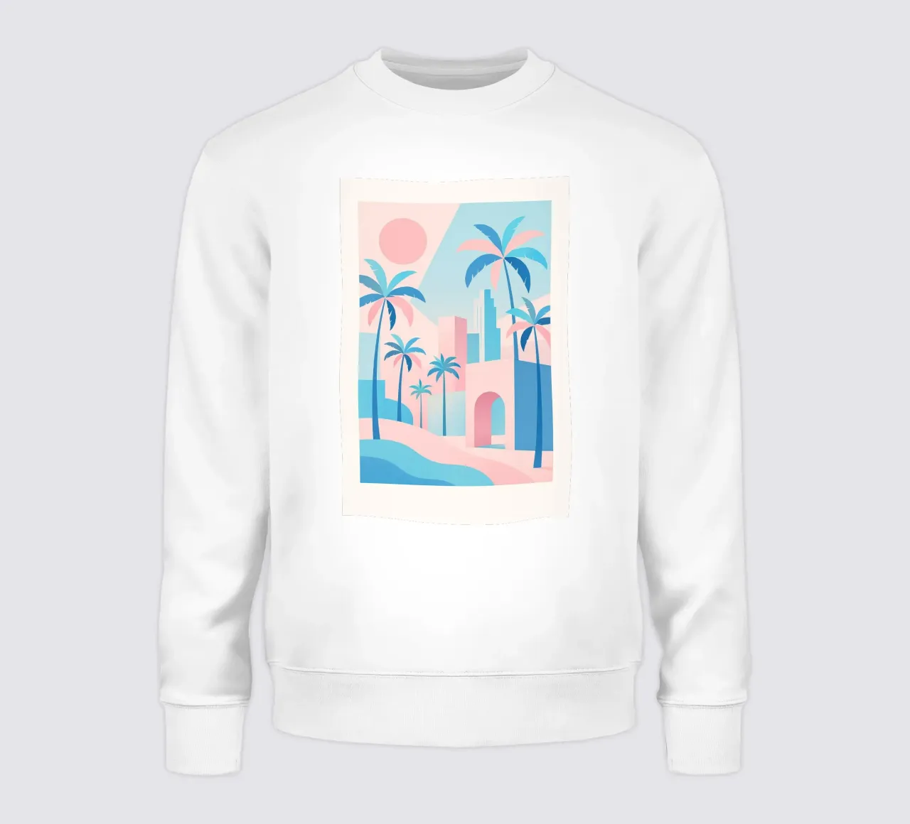 L.A. Geometrica - Architettura e oceano in rosa e blu felpa da JETLAG | affiches voyage