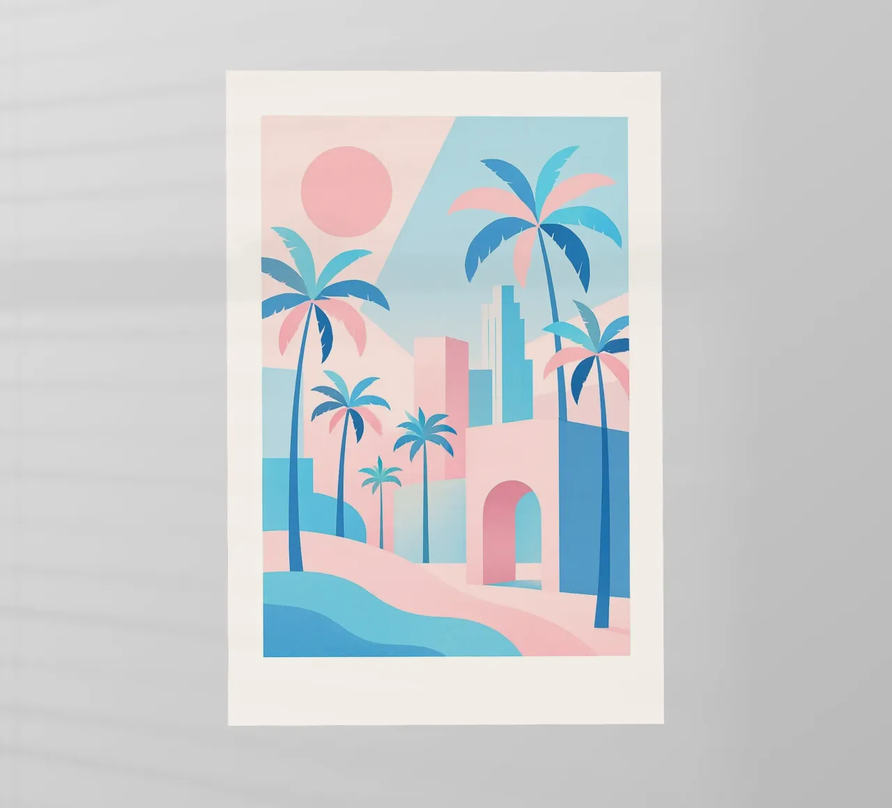 L.A. Geometrica - Architettura e oceano in rosa e blu pellicola backlit da JETLAG | affiches voyage