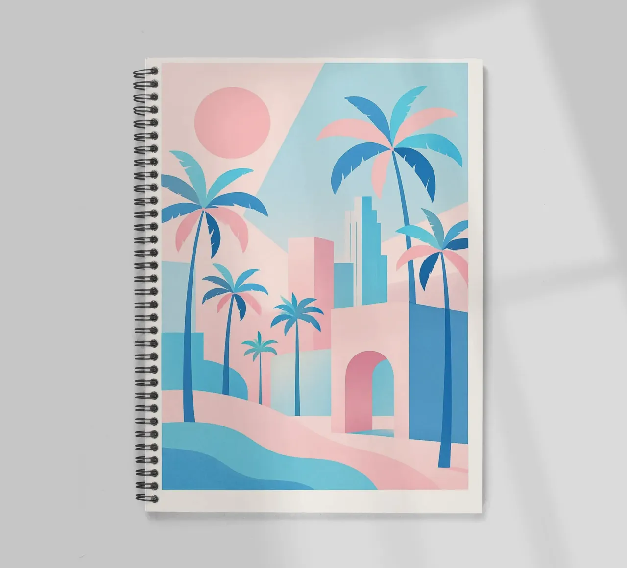 L.A. Geometrica - Architecture & ocean in pink and blue spiral notebook by JETLAG | affiches voyage