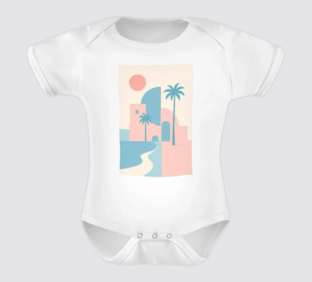 Desert Coast - Curves, arches & palm trees in the silence p short-sleeve baby romper by JETLAG | affiches voyage