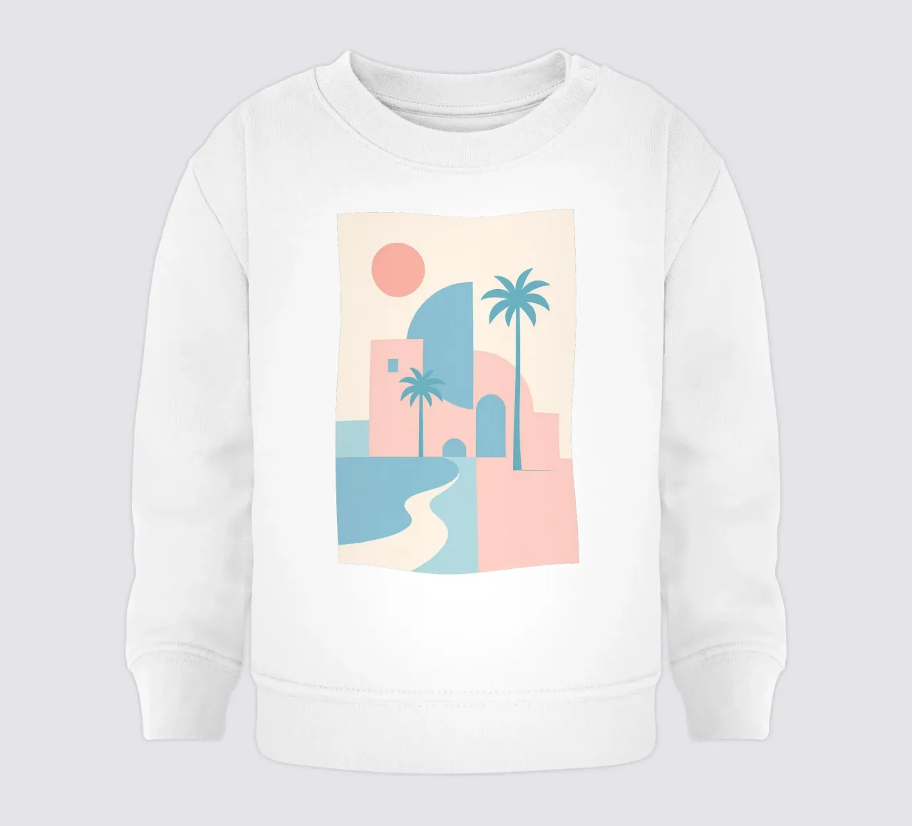 Costa del deserto - Curve, archi e palme nel silenzio della città. felpa neonato da JETLAG | affiches voyage