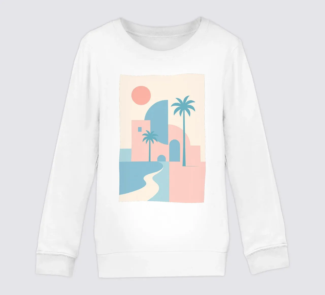 Costa del deserto - Curve, archi e palme nel silenzio della città. felpa bambino da JETLAG | affiches voyage