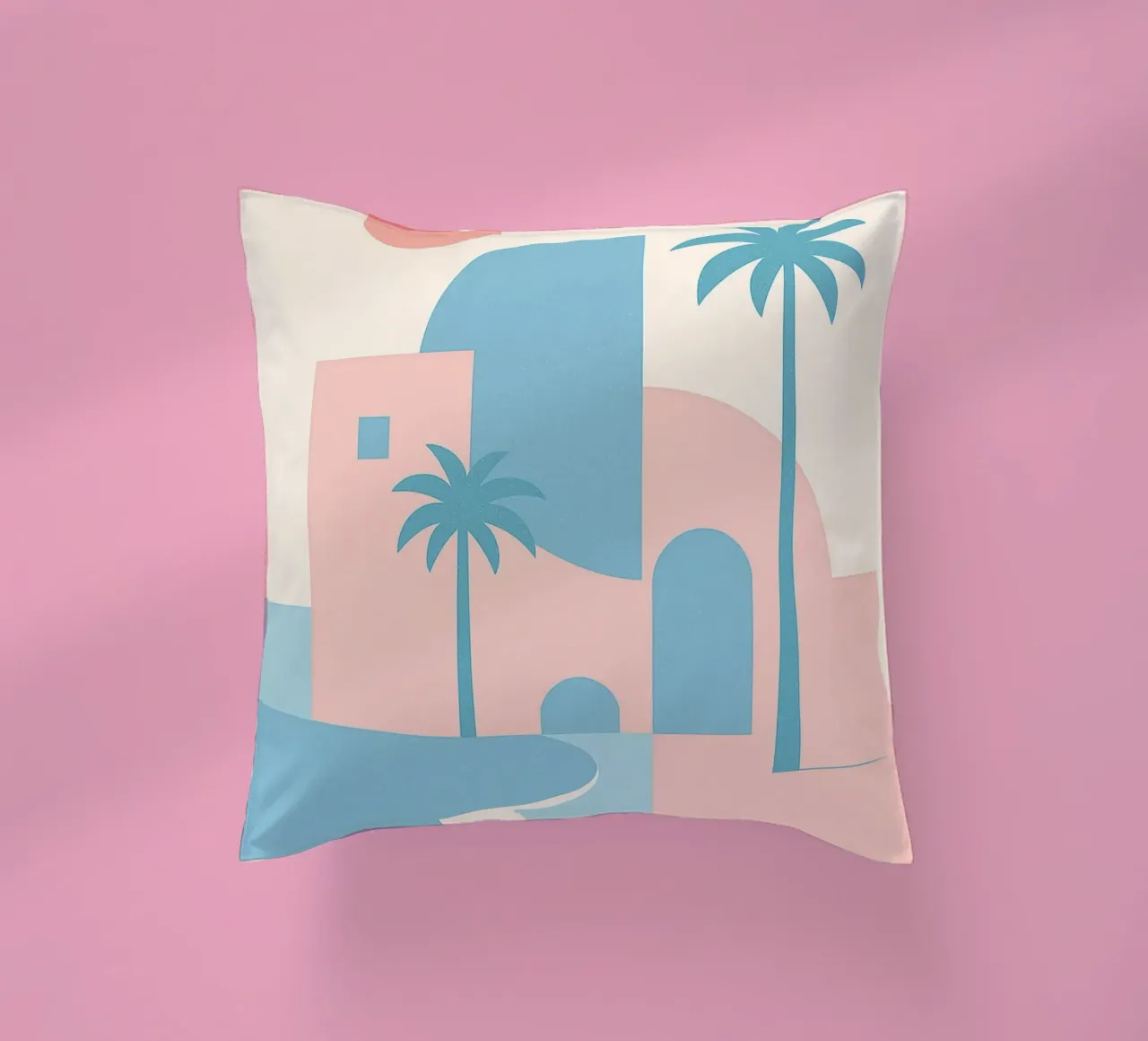 Desert Coast - Curves, arches & palm trees in the silence p decorative cushion by JETLAG | affiches voyage