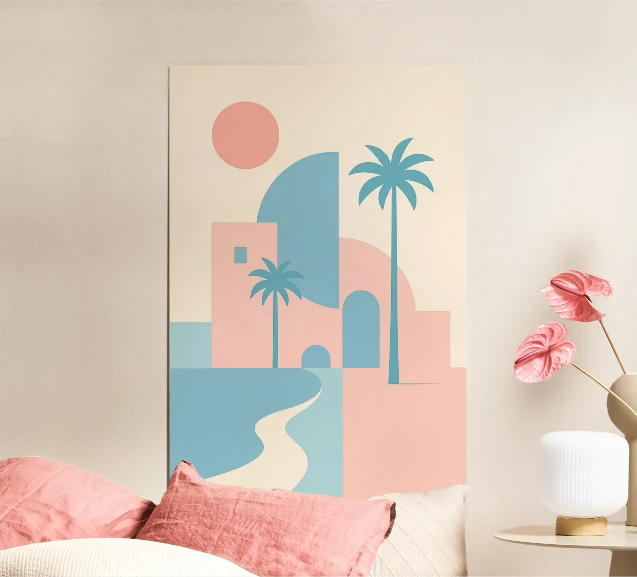 Woestijnkust - Bochten, bogen & palmbomen in de stilte p hahnemühle van JETLAG | affiches voyage