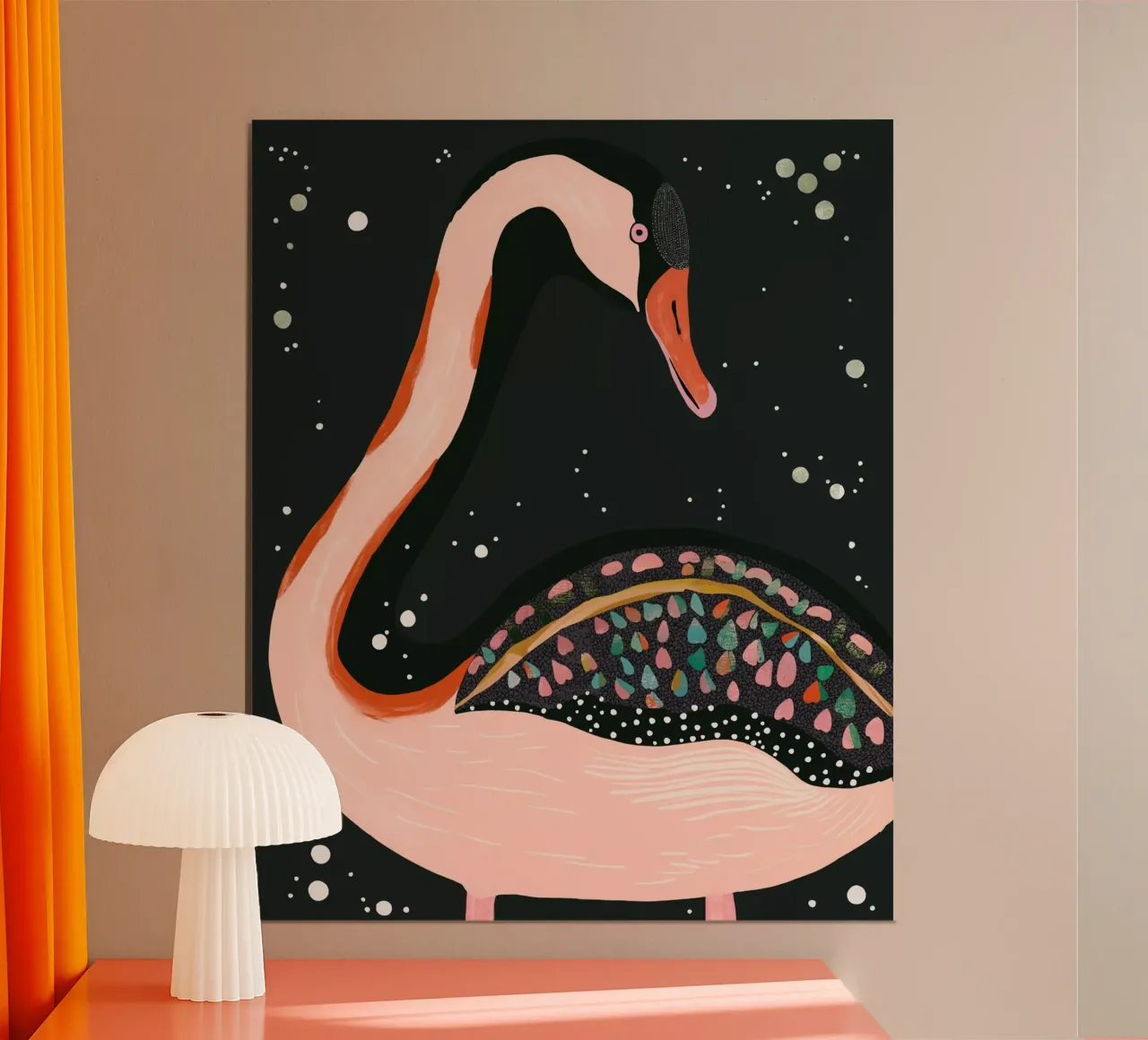 Cigno notturno poster con telaio in alluminio da ArtsySesta