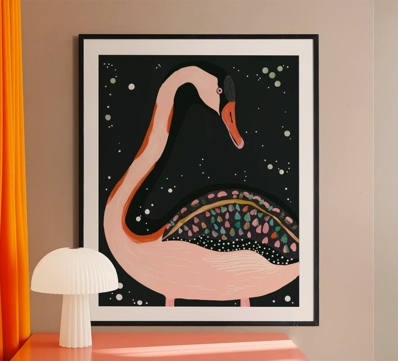 Cigno notturno poster con telaio in alluminio da ArtsySesta