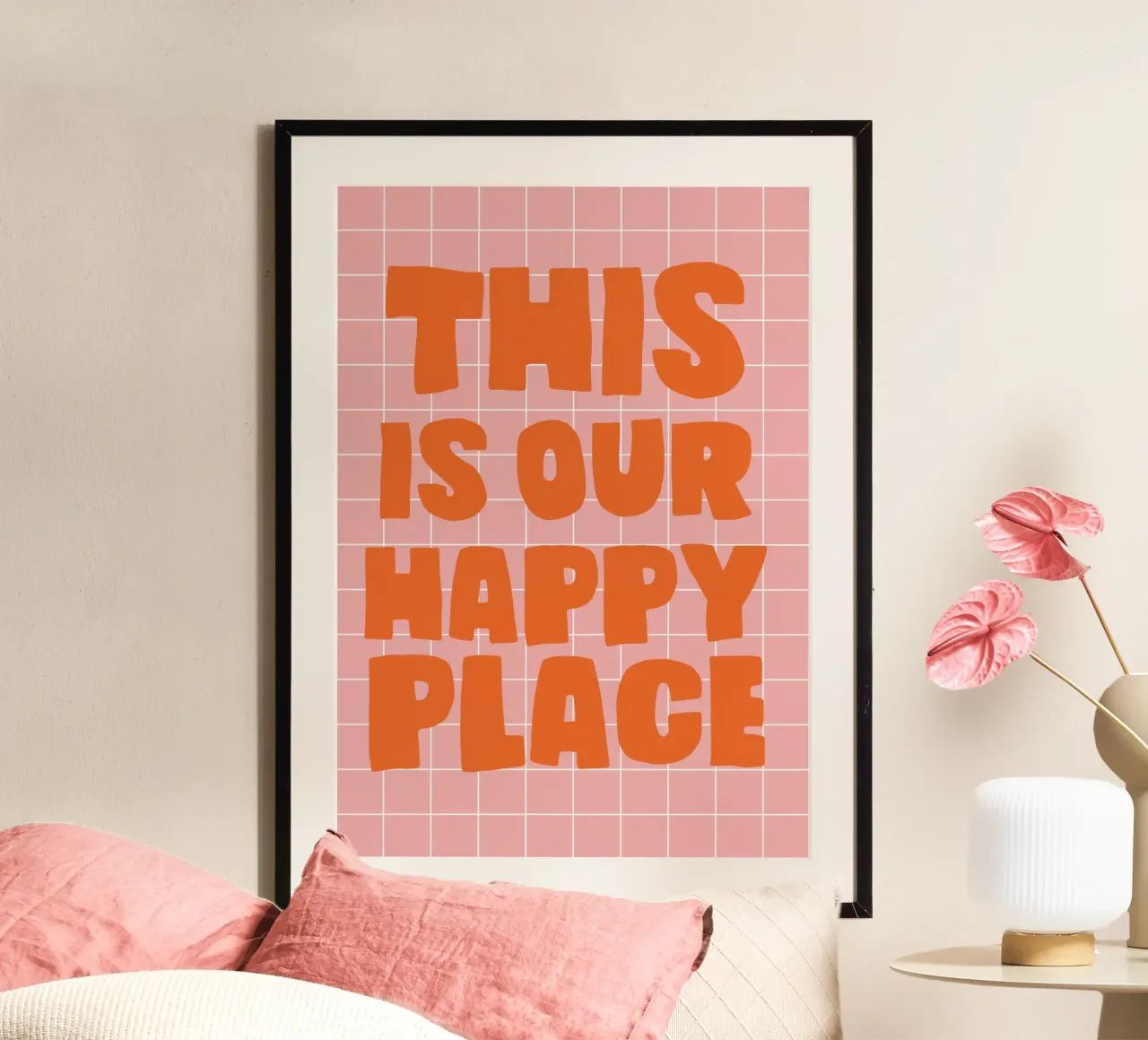 Il nostro luogo felice poster con telaio in plastica da Attaboy Dsgn