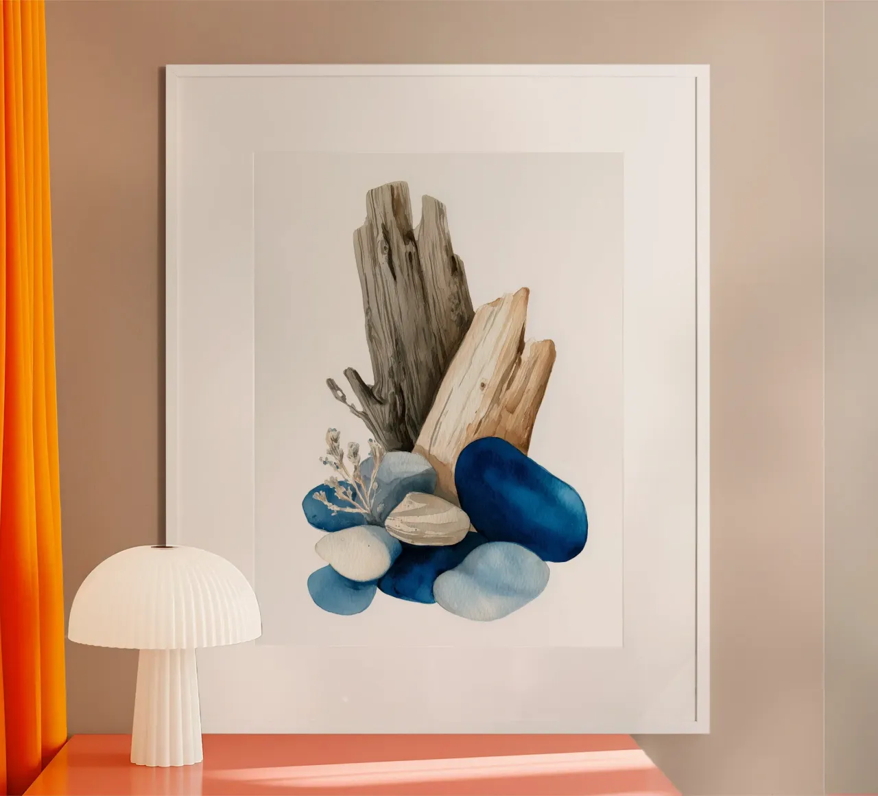 Coastal Keepsake Poster mit Holzrahmen von Luke Wilder Studio