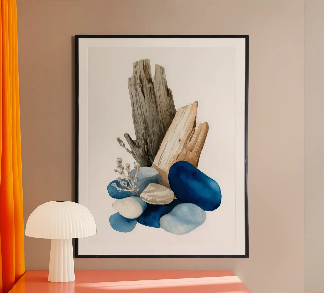 Coastal Keepsake Poster mit Holzrahmen von Luke Wilder Studio