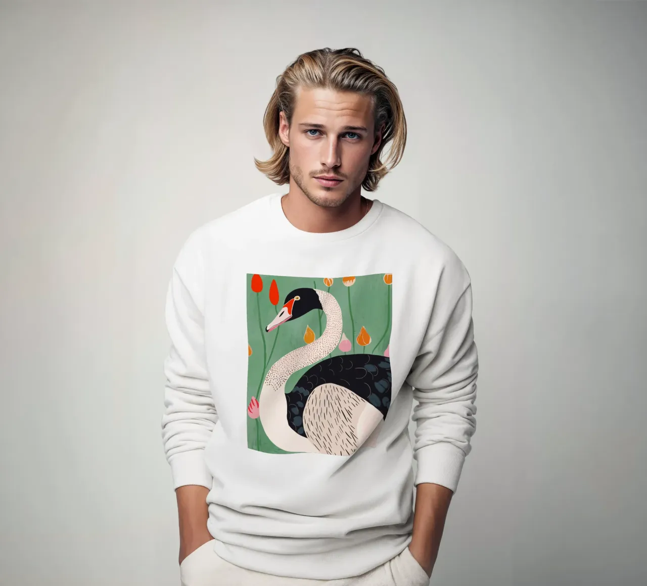 Zwaan in Bloemen sweatshirt van ArtsySesta