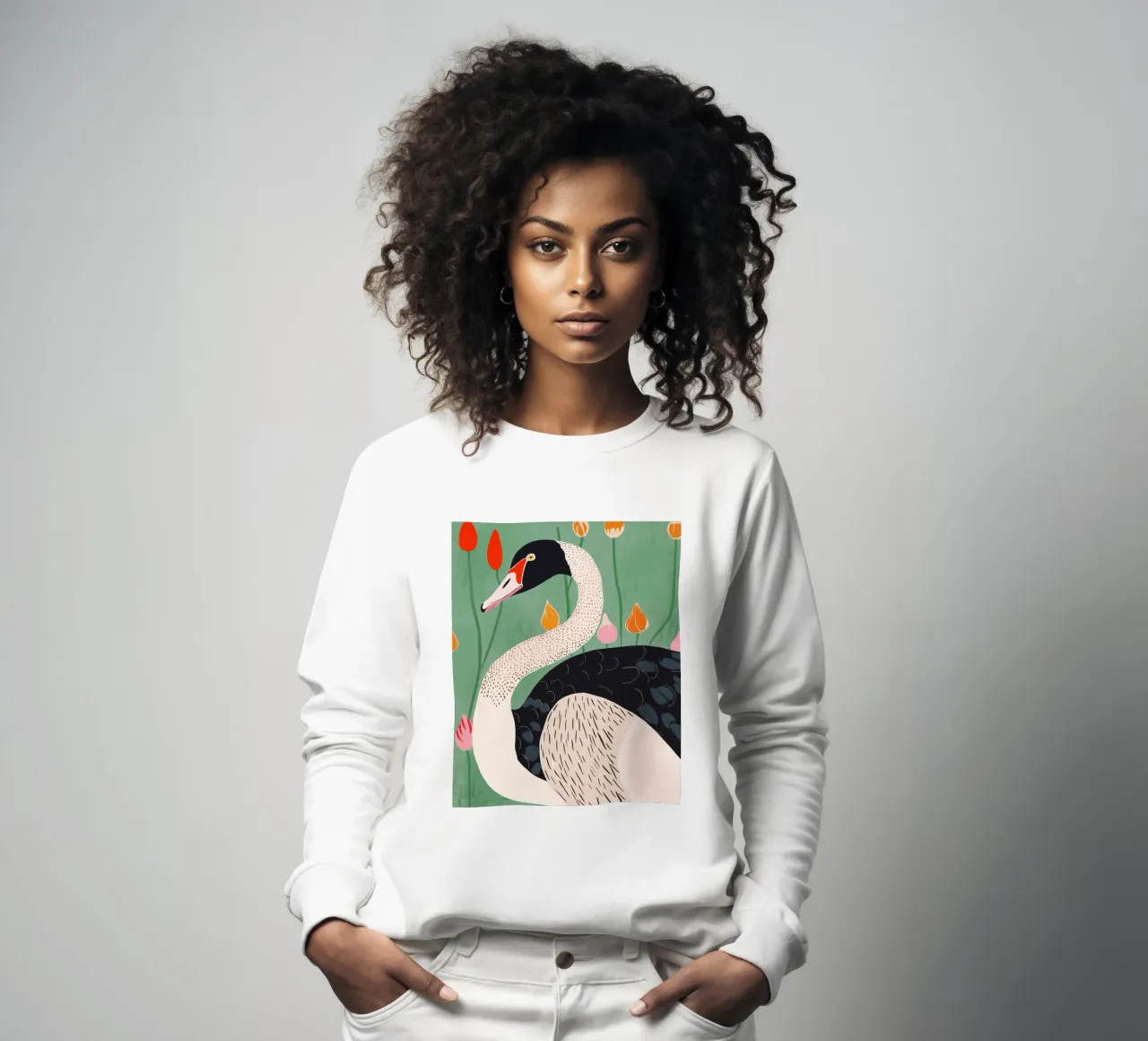 Zwaan in Bloemen sweatshirt van ArtsySesta
