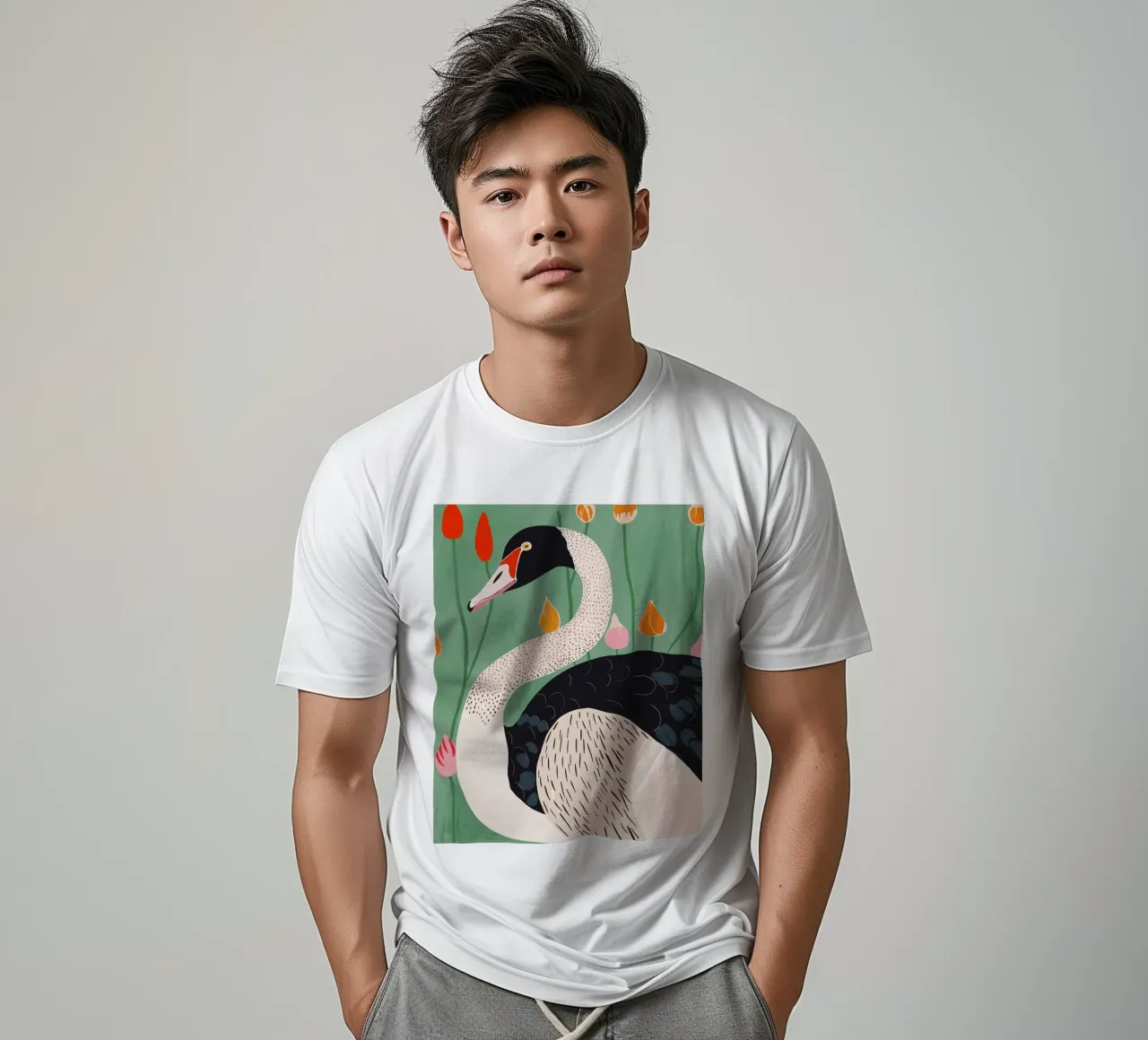Cigno in fiori t-shirt da ArtsySesta