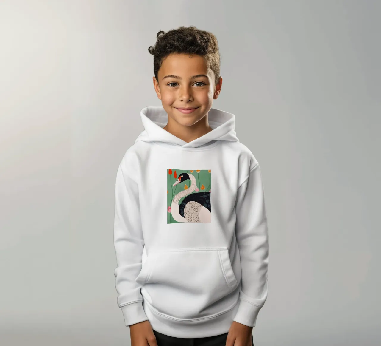 Cigno in fiori felpa bambino con cappuccio da ArtsySesta