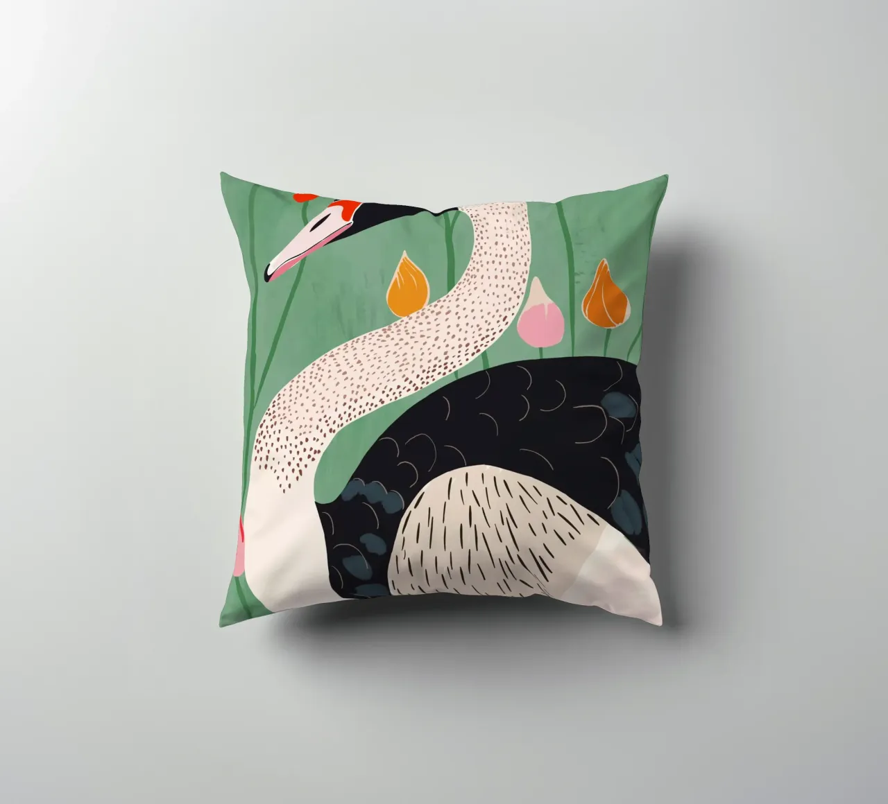 Cigno in fiori cuscino da ArtsySesta