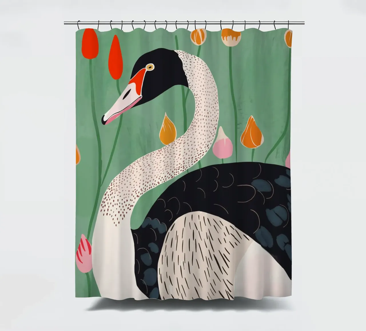Cigno in fiori tenda da doccia da ArtsySesta