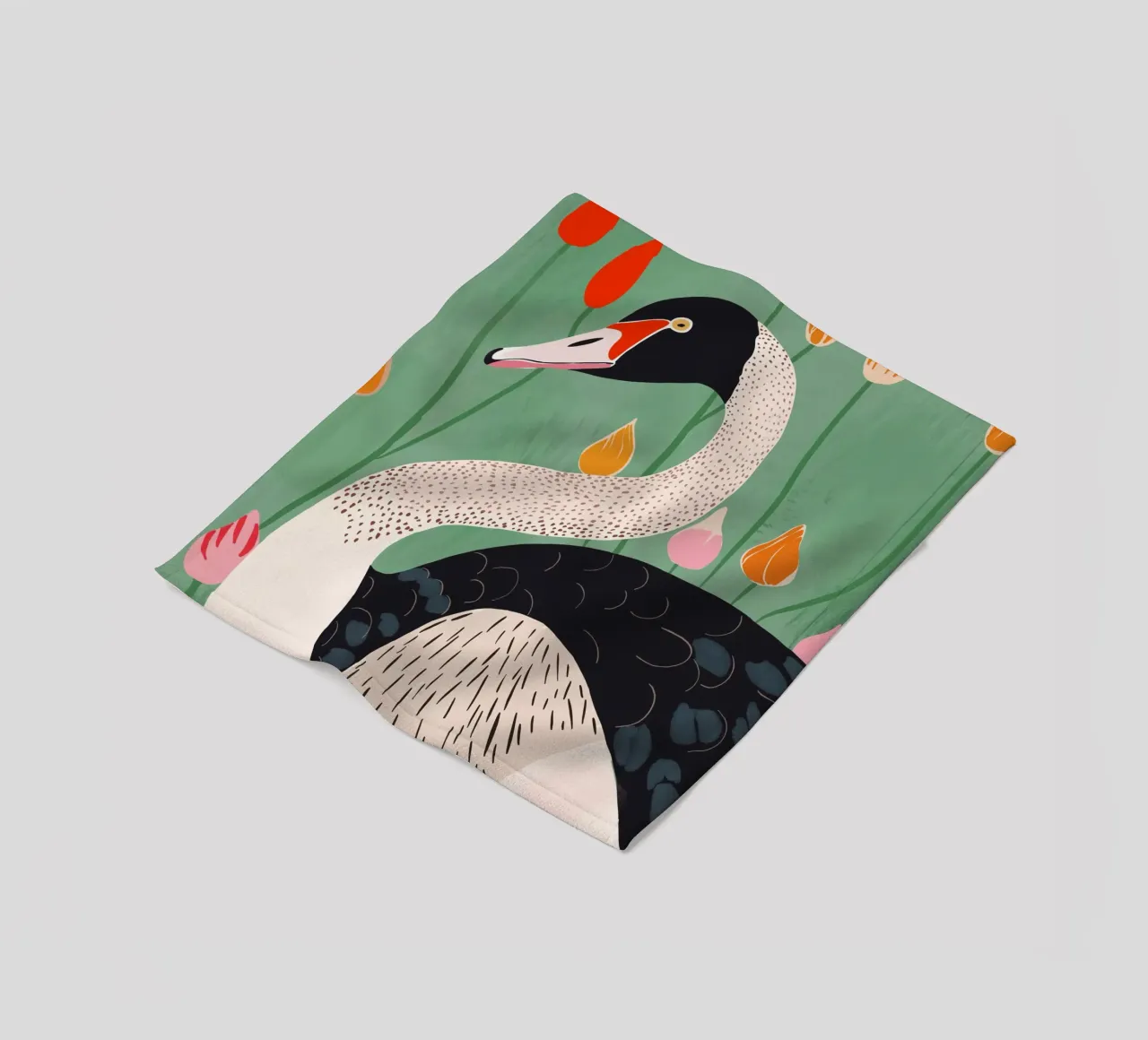 Cigno in fiori coperta in pile da ArtsySesta