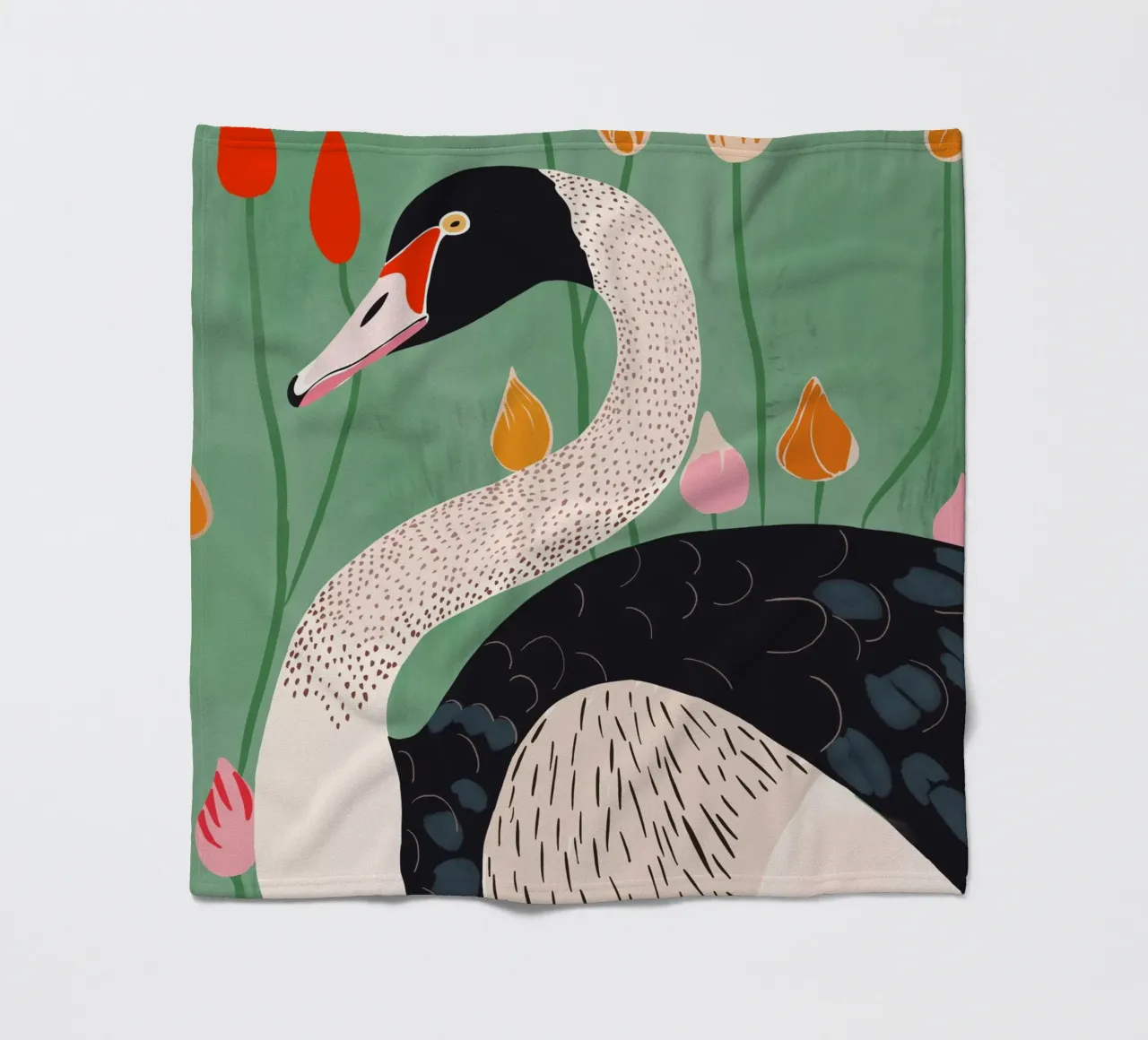 Cigno in fiori coperta in pile da ArtsySesta
